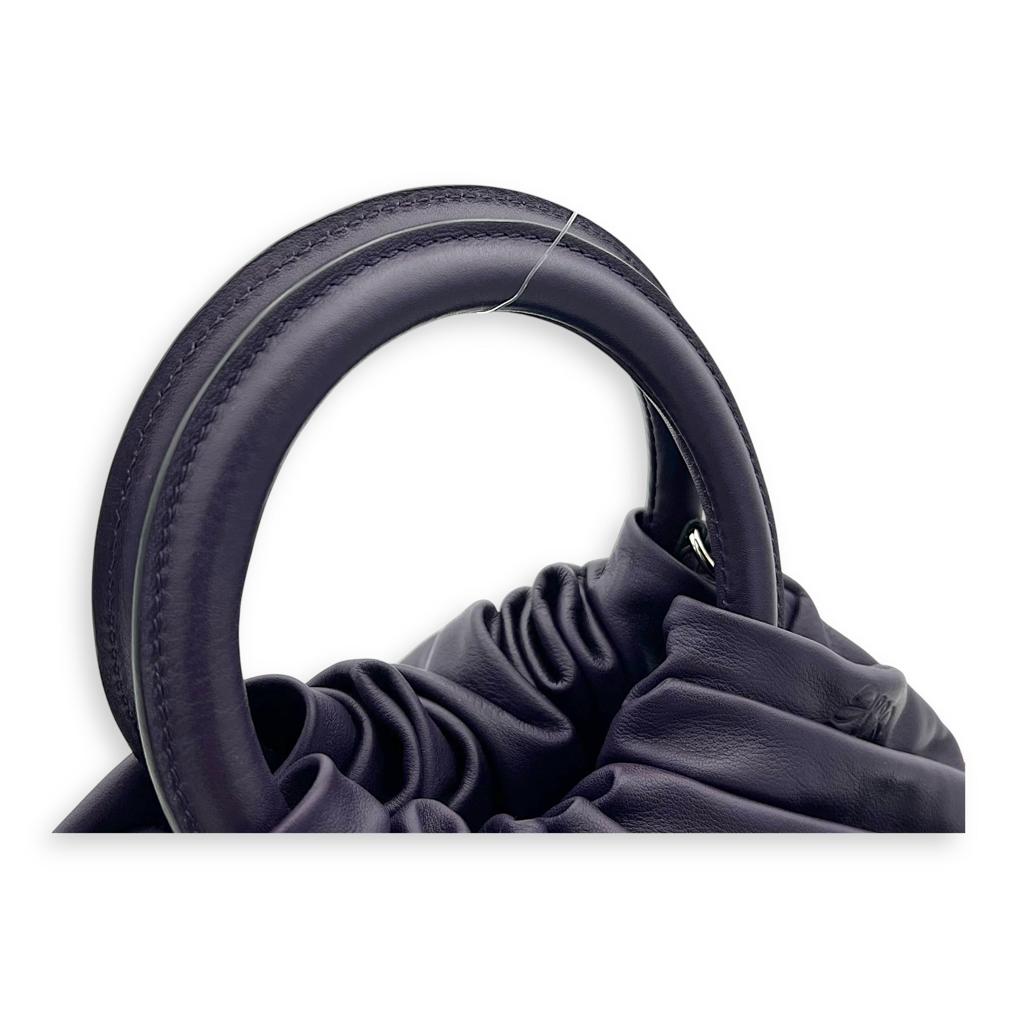 Bounce Top Handle Bag Purple in Calfskin, Silver hardware - Image 8