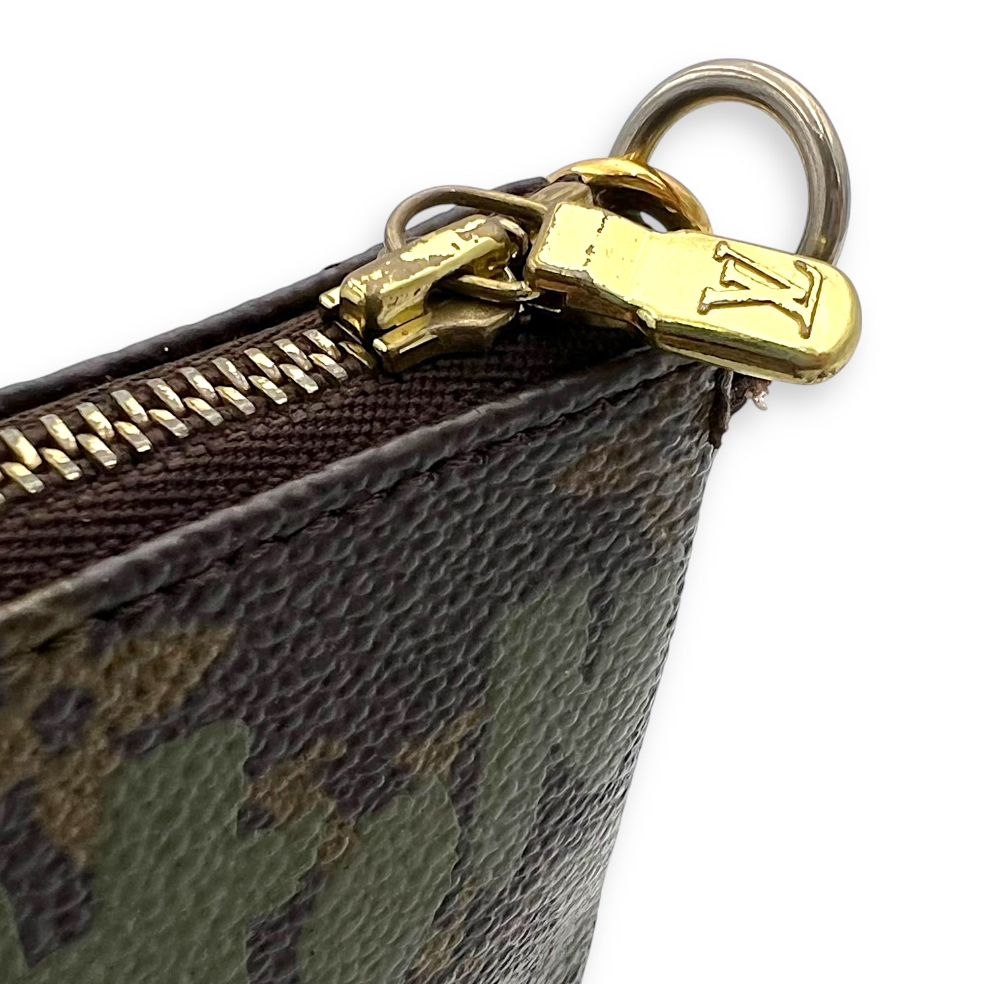 Pochette Pouch Brown in Coated Canvas, Gold hardware - Image 8