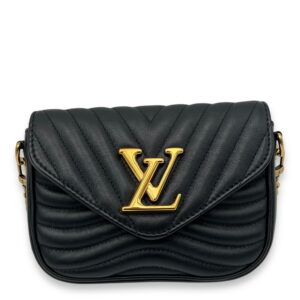 New Wave Crossbody Bag Black in Calfskin, Gold hardware