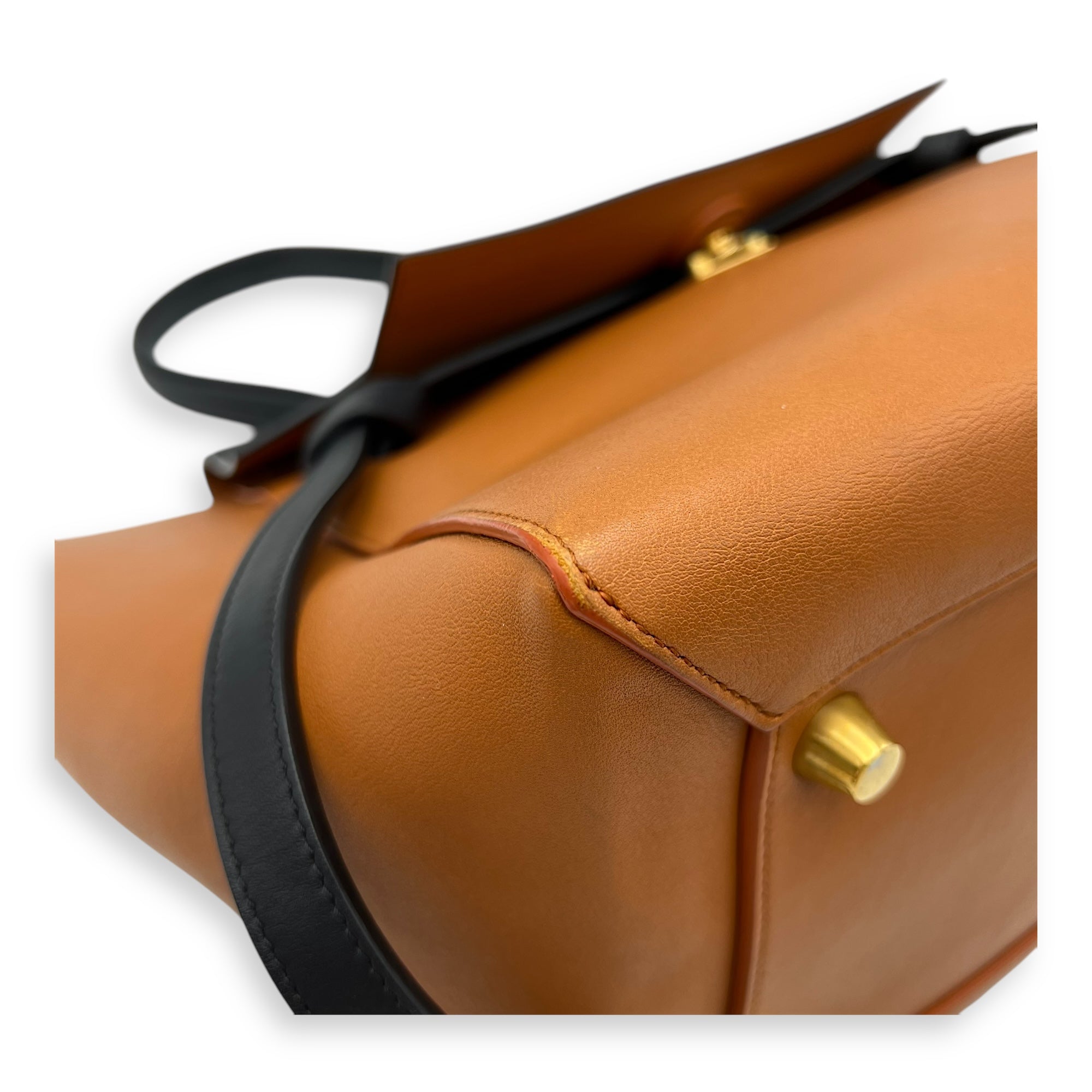 Belt Bag Small Brown Top Handle Bag in Calfskin, Gold hardware - Image 9
