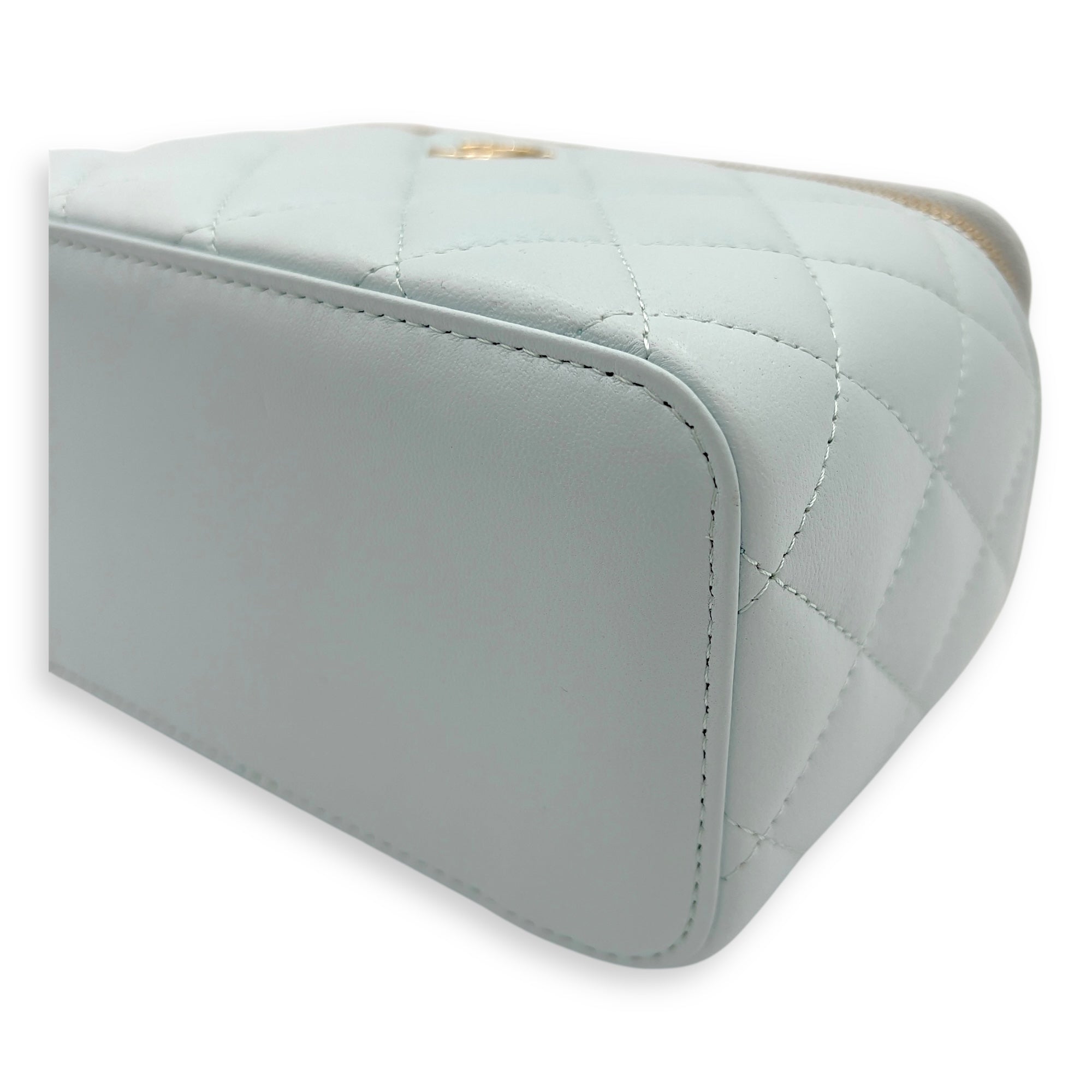 Vanity Crossbody Bag Blue in Lambskin, Gold hardware - Image 11