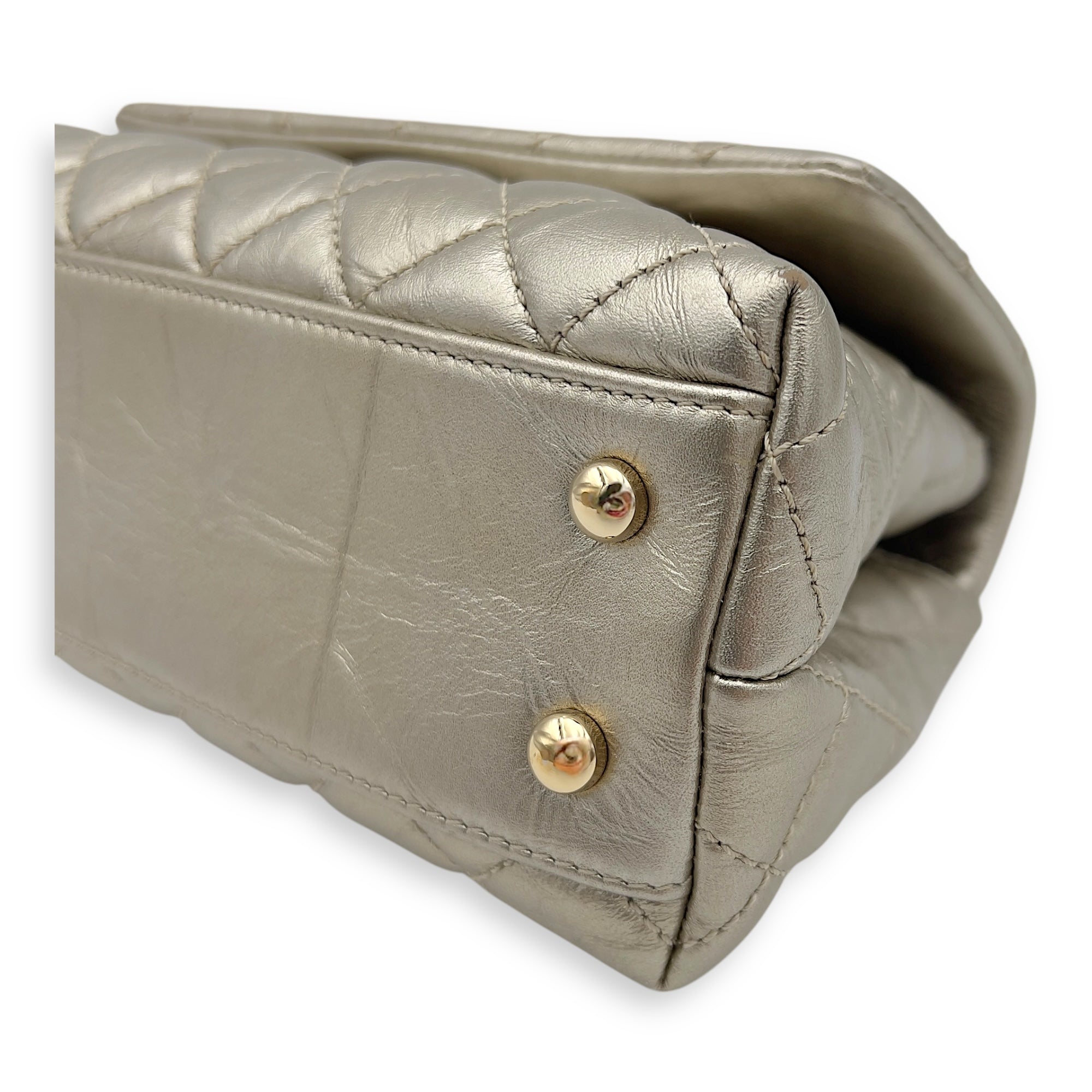 Coco Small Gold Top Handle Bag in Calfskin, Gold hardware - Image 9