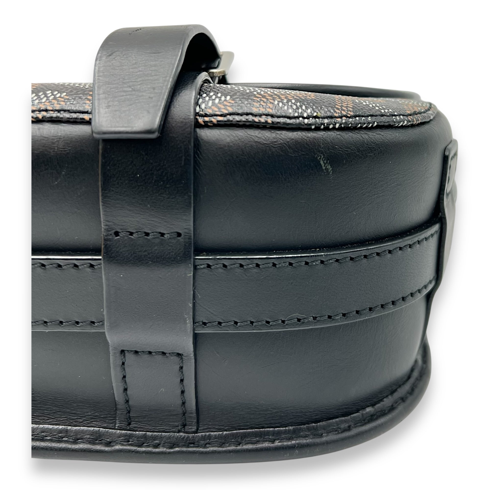 Belvedere Messenger MM Black in Coated Canvas, Silver hardware - Image 9