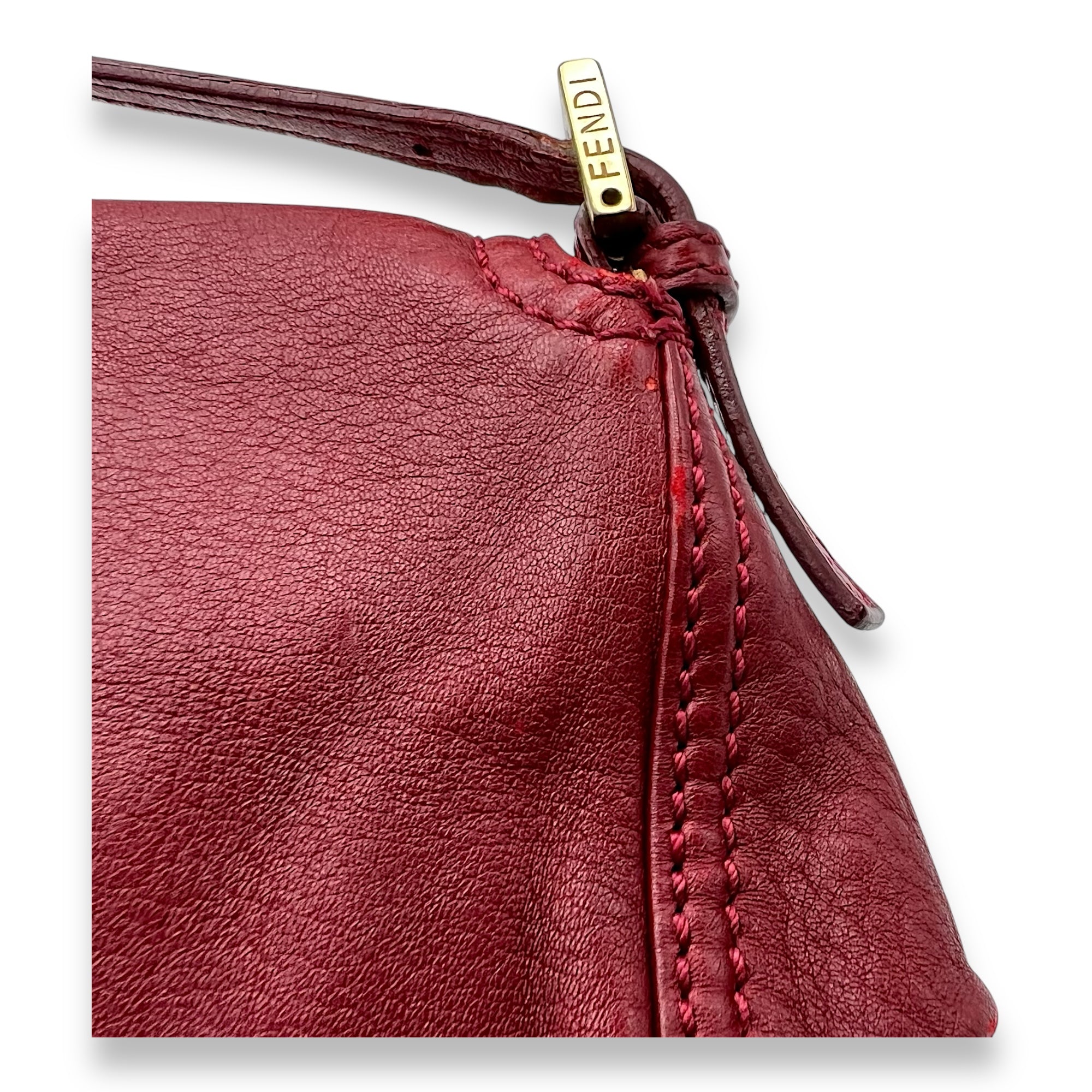 Baguette Shoulder Bag Red in Calfskin, Gold hardware - Image 9