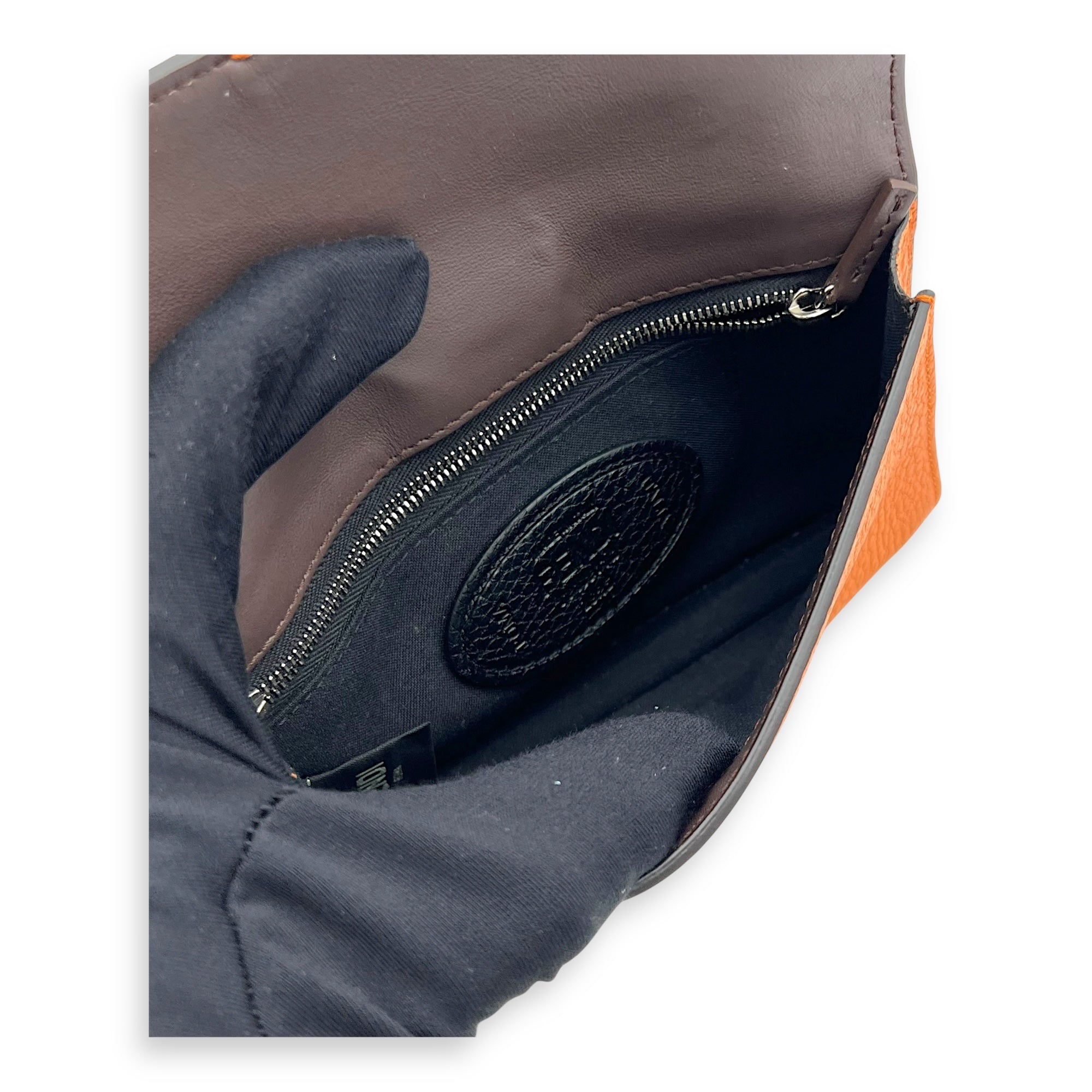 Baguette Crossbody Bag Orange in Calfskin, Silver hardware - Image 9