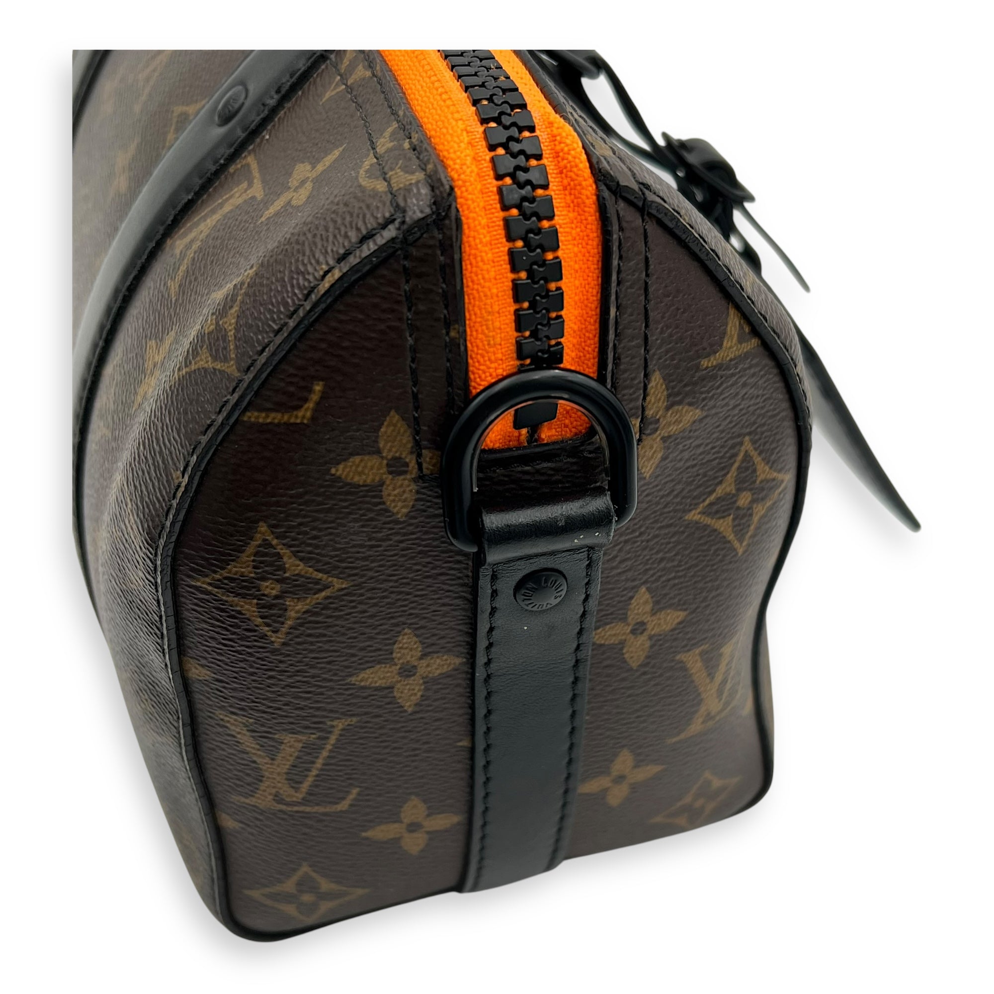 Keepall Virgil Abloh Top Handle Bag Brown in Monogram Coated Canvas, Gold hardware - Image 12