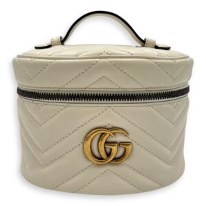 GG Marmont Backpack White in Calfskin, Gold hardware