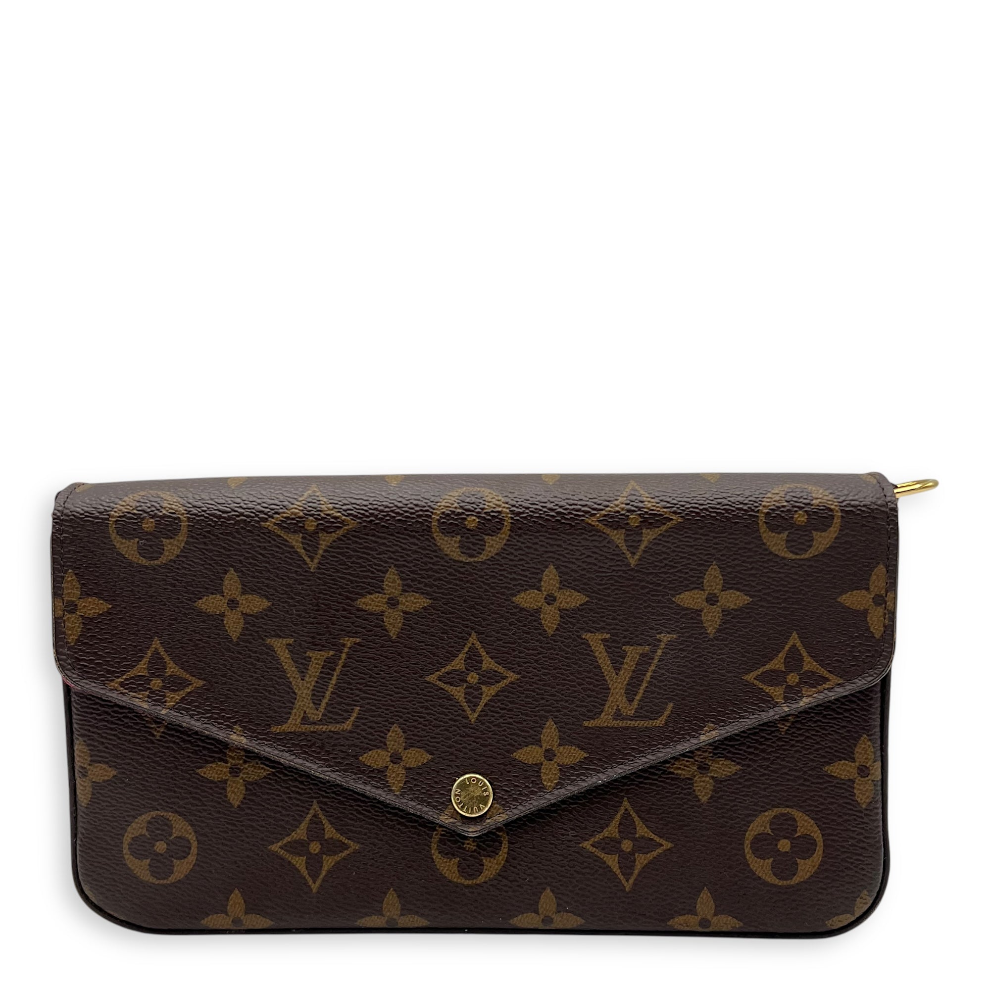 Felicie Crossbody Bag Brown in Monogram Coated Canvas, Gold hardware