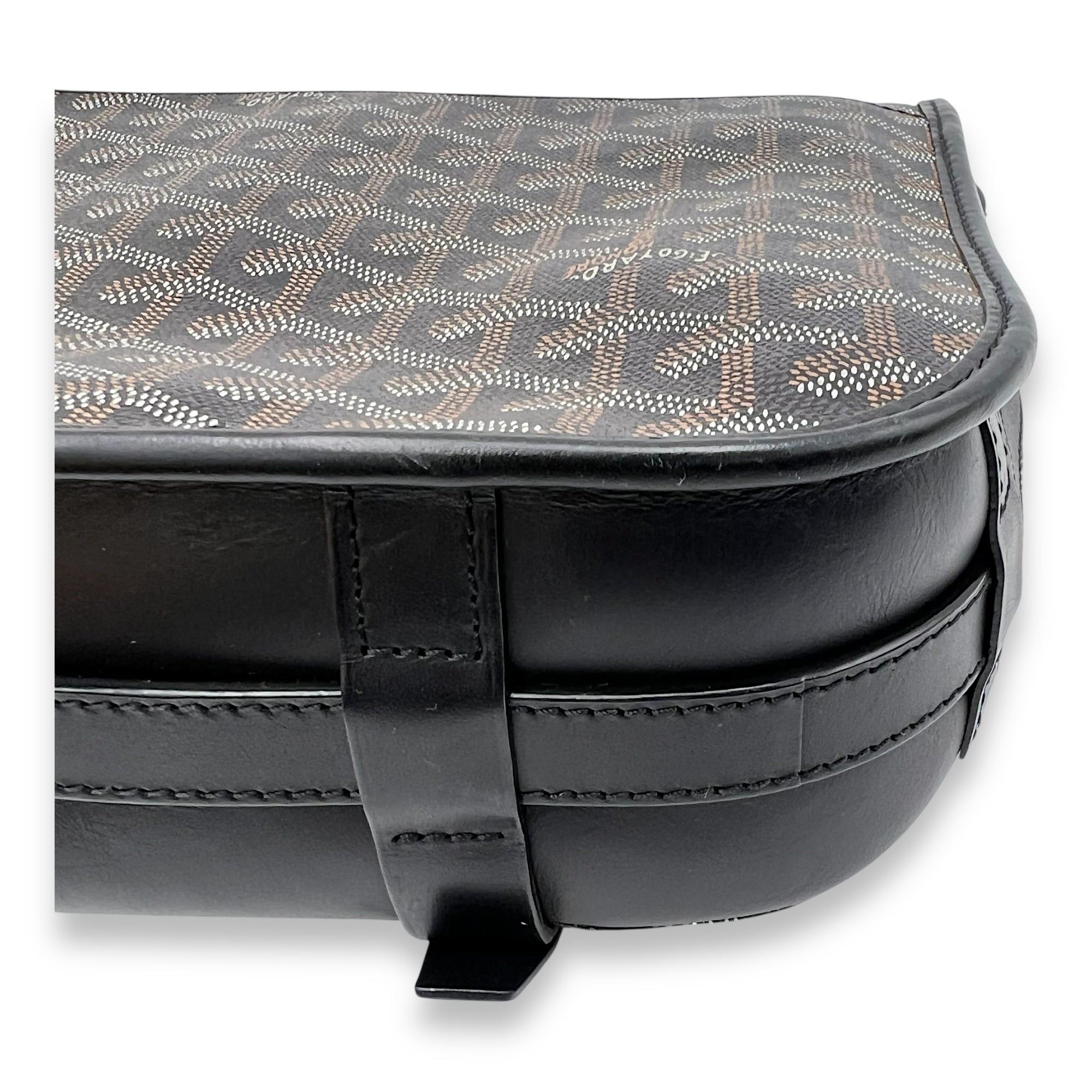 Belvedere Messenger MM Black in Coated Canvas, Silver hardware - Image 10