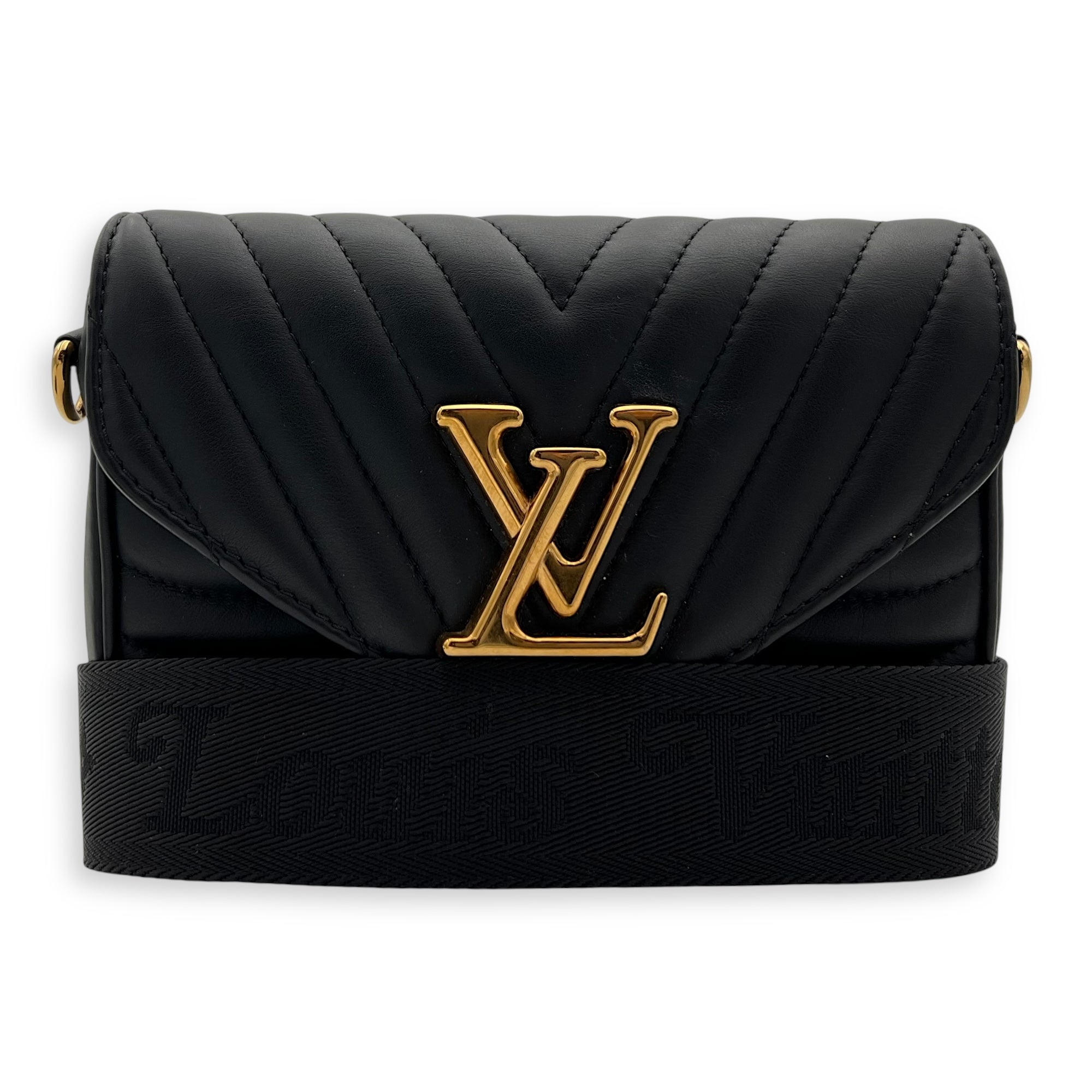 New Wave Crossbody Bag Black in Calfskin, Gold hardware - Image 10