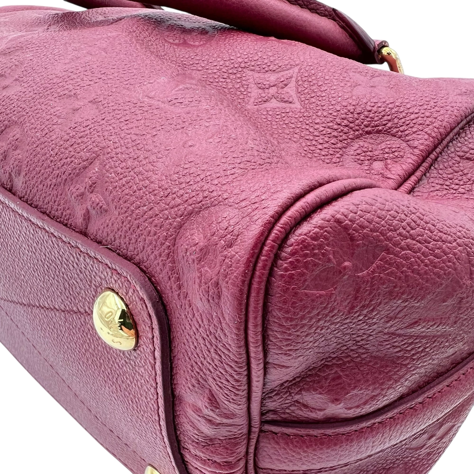 Speedy Bandouliere Top Handle Bag Red in Monogram Empreinte Leather, Gold hardware - Image 10