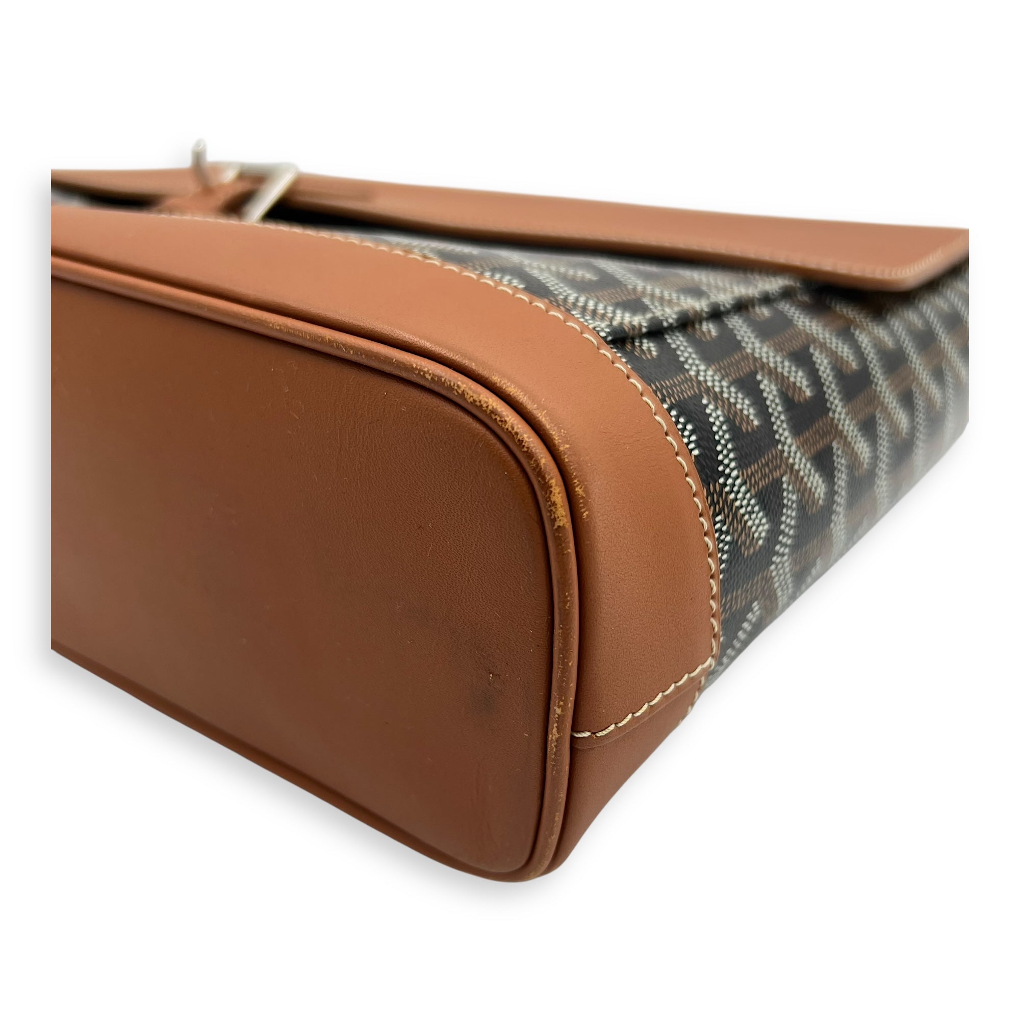 Citadine PM Brown Top Handle Bag in Coated Canvas, Silver hardware - Image 10