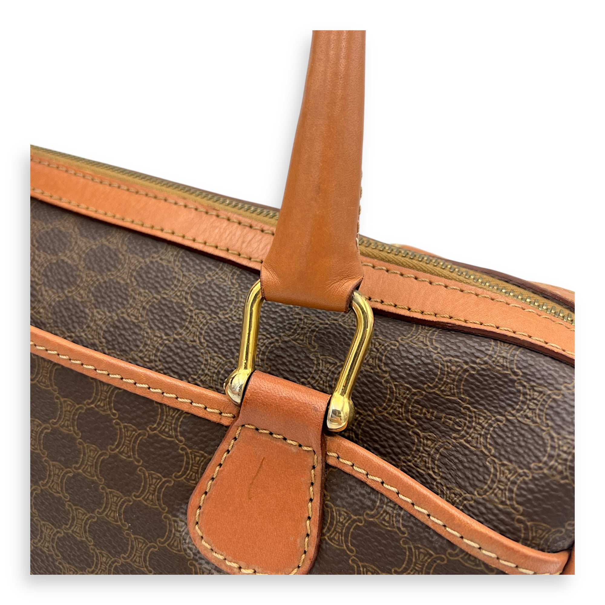 Macadam Top Handle Bag Brown in Coated Canvas, Gold hardware - Image 11