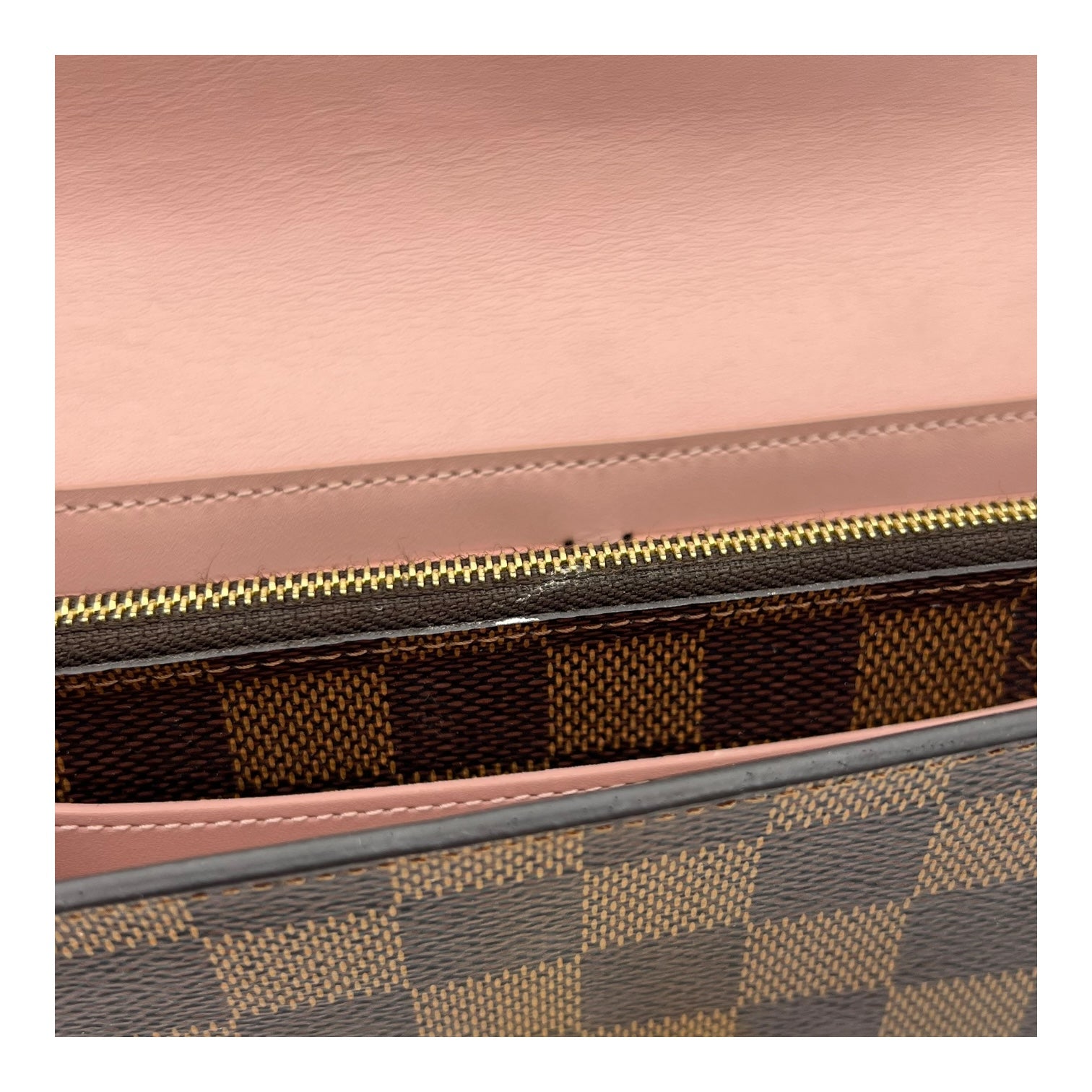 Croisette Wallet On Chain Damier Ebene in Coated Canvas, Gold hardware - Image 8