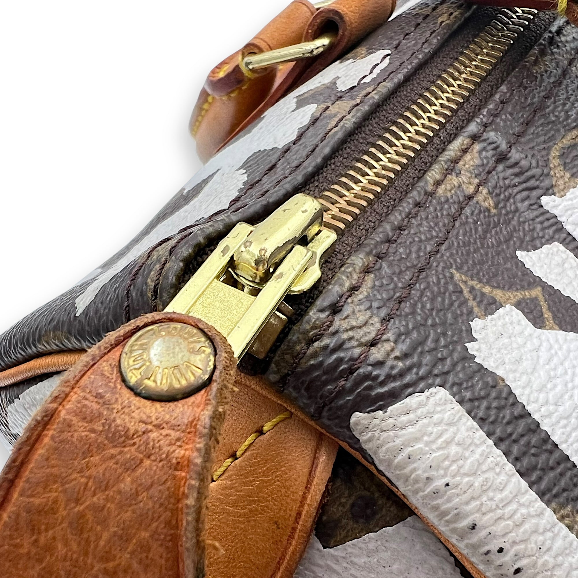 Speedy Sprouse Top Handle Bag 30 Brown in Monogram Coated Canvas, Gold hardware - Image 13