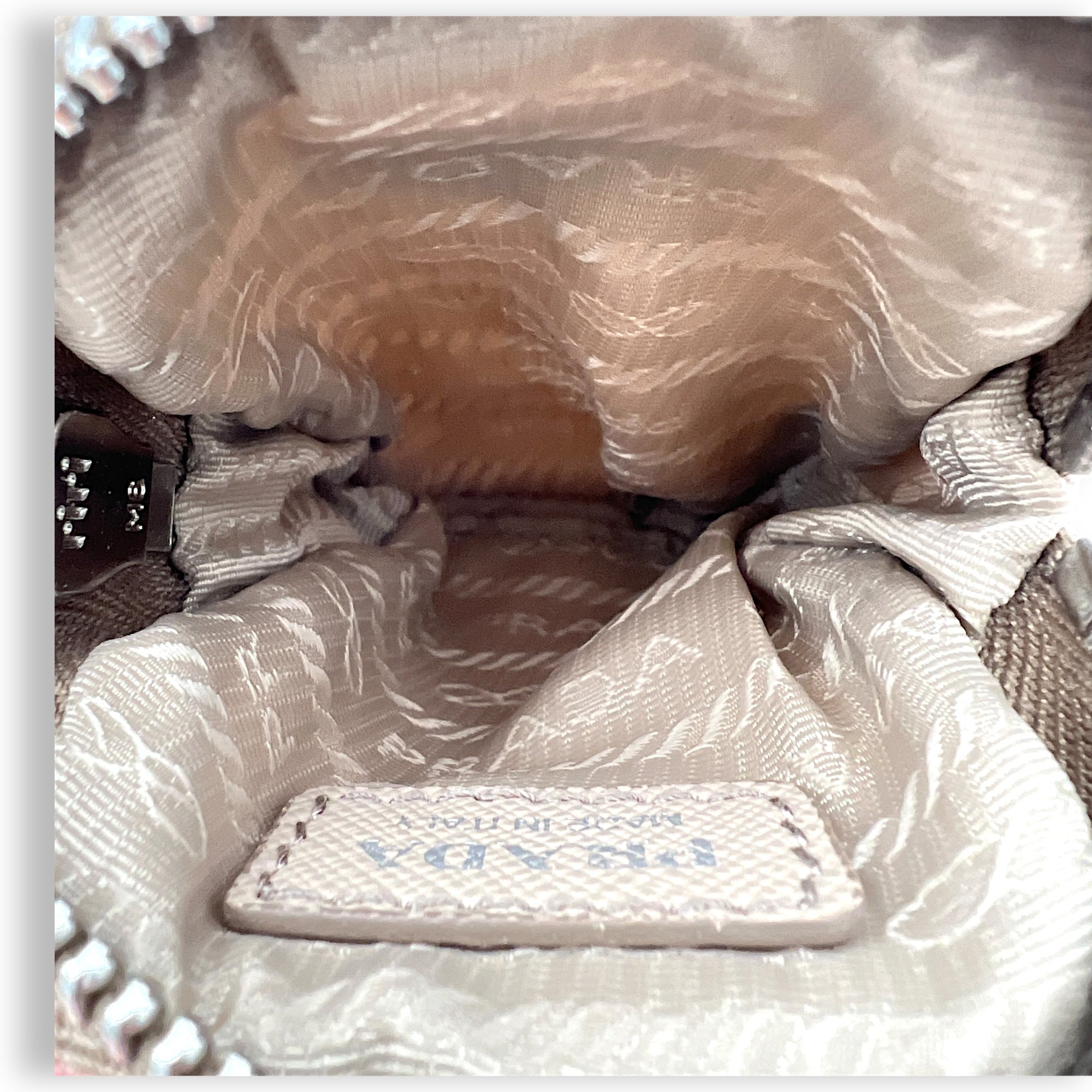 Re-Edition 2005 Beige Crossbody Bag in Re-Nylon, Silver hardware - Image 12