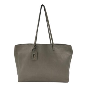 Selleria Metallic Grey Tote Bag in Calfskin, Silver hardware