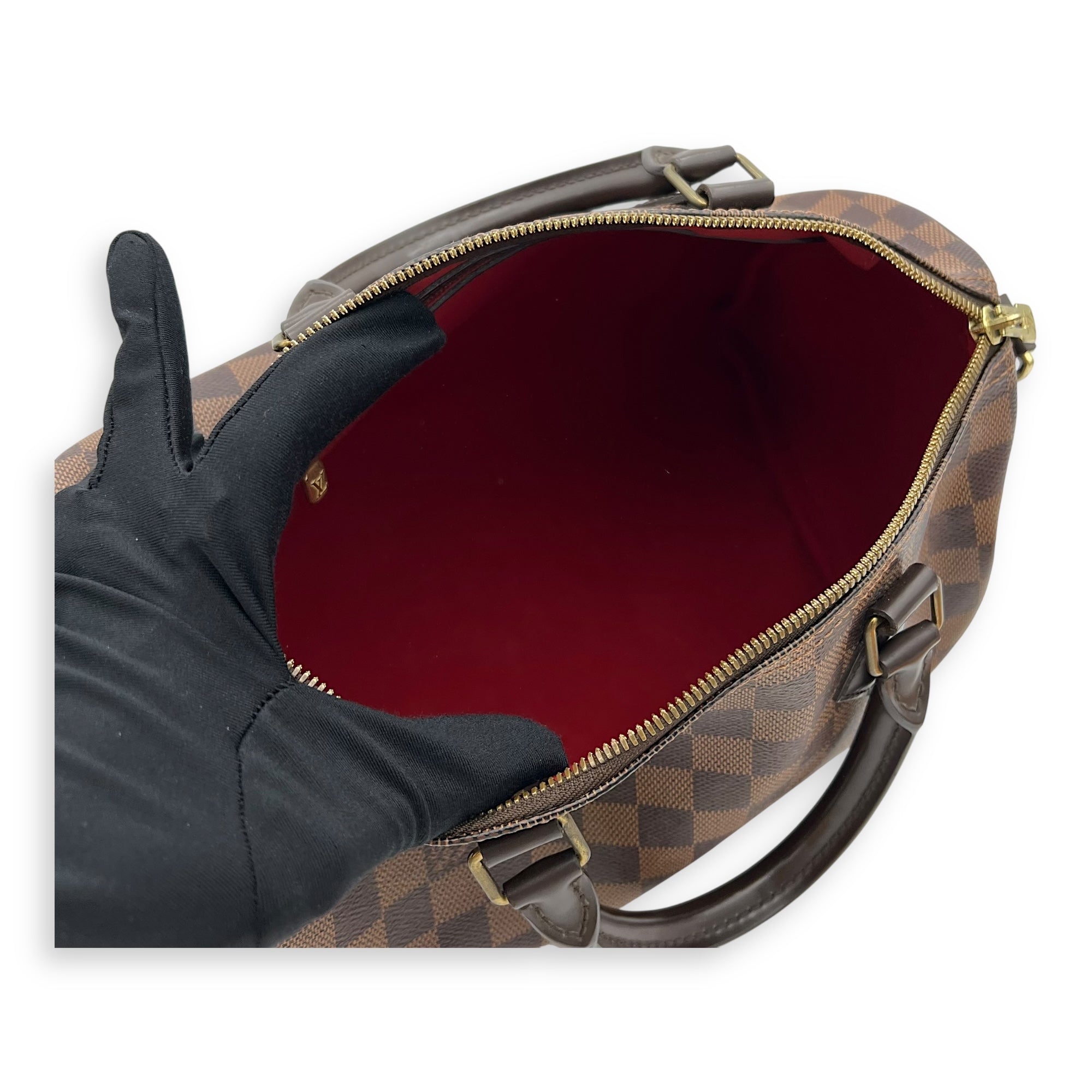 Speedy Bandouliere Top Handle Bag 30 Brown in Coated Canvas, Gold hardware - Image 12