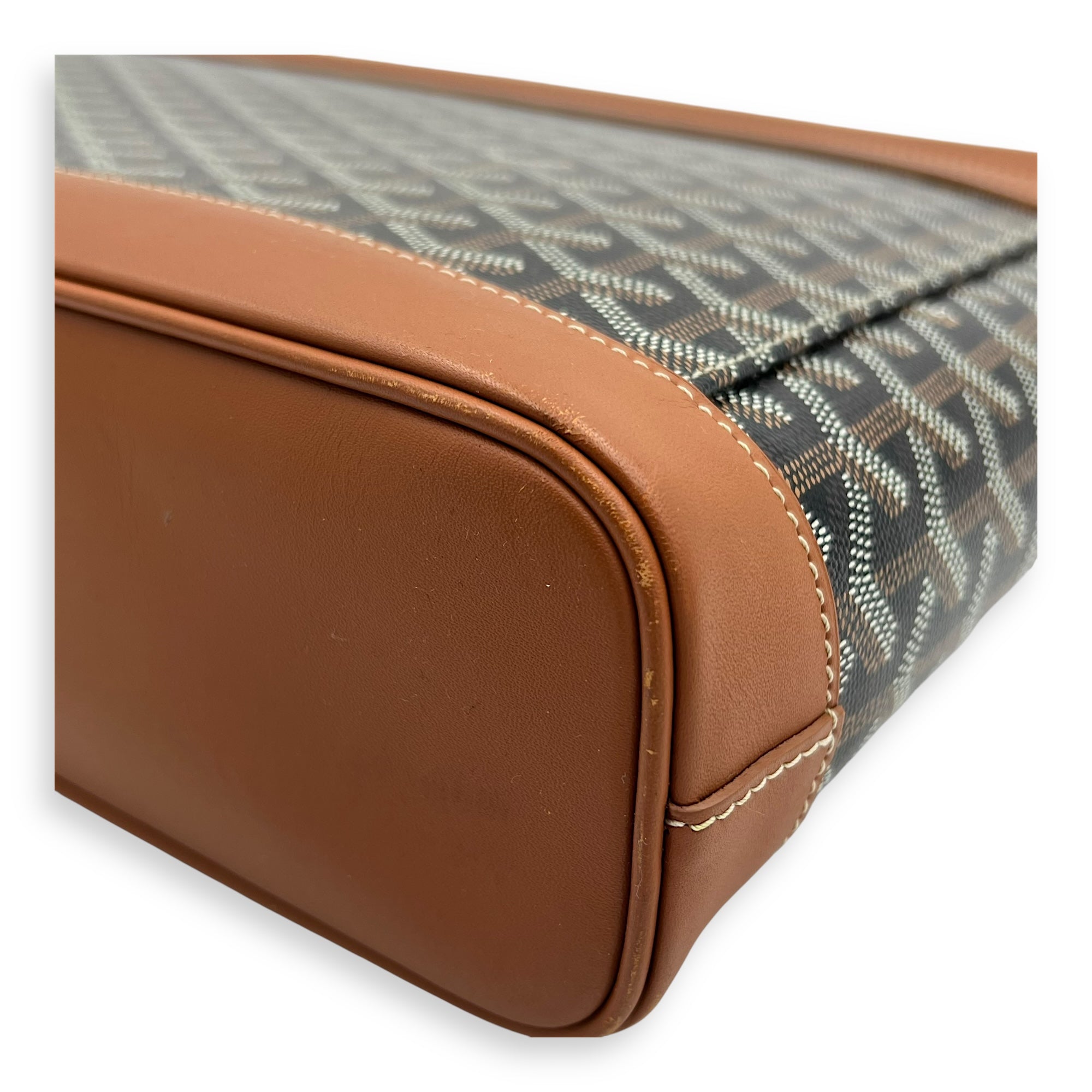 Citadine PM Brown Top Handle Bag in Coated Canvas, Silver hardware - Image 14