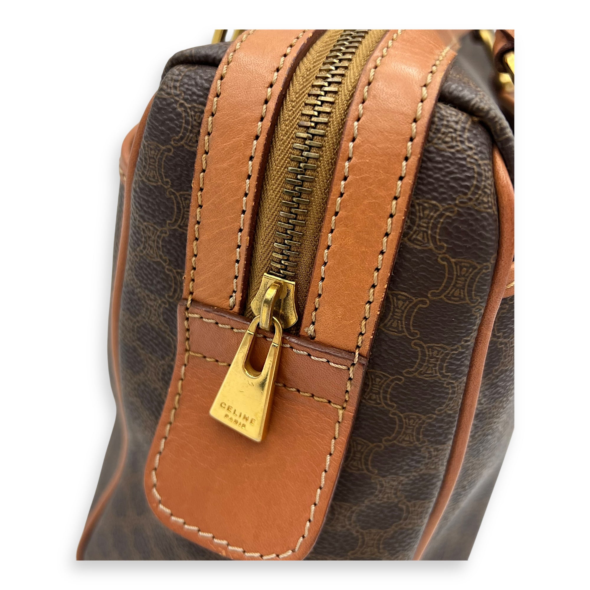 Macadam Top Handle Bag Brown in Coated Canvas, Gold hardware - Image 10
