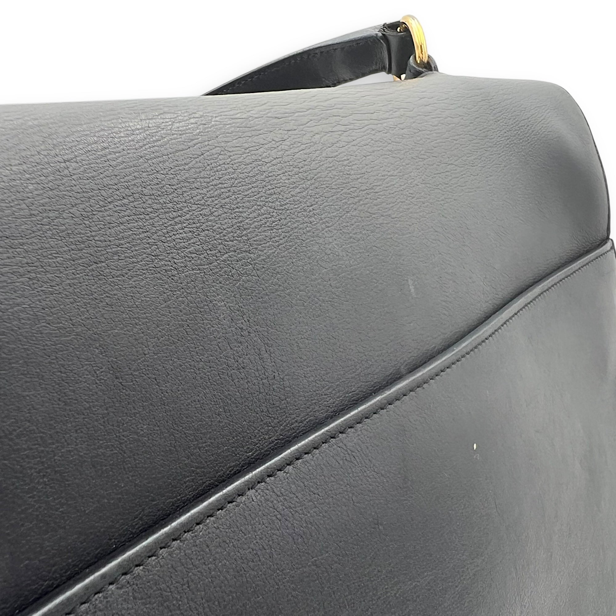 Moujik Top Handle Bag Blue in Calfskin, Gold hardware - Image 13