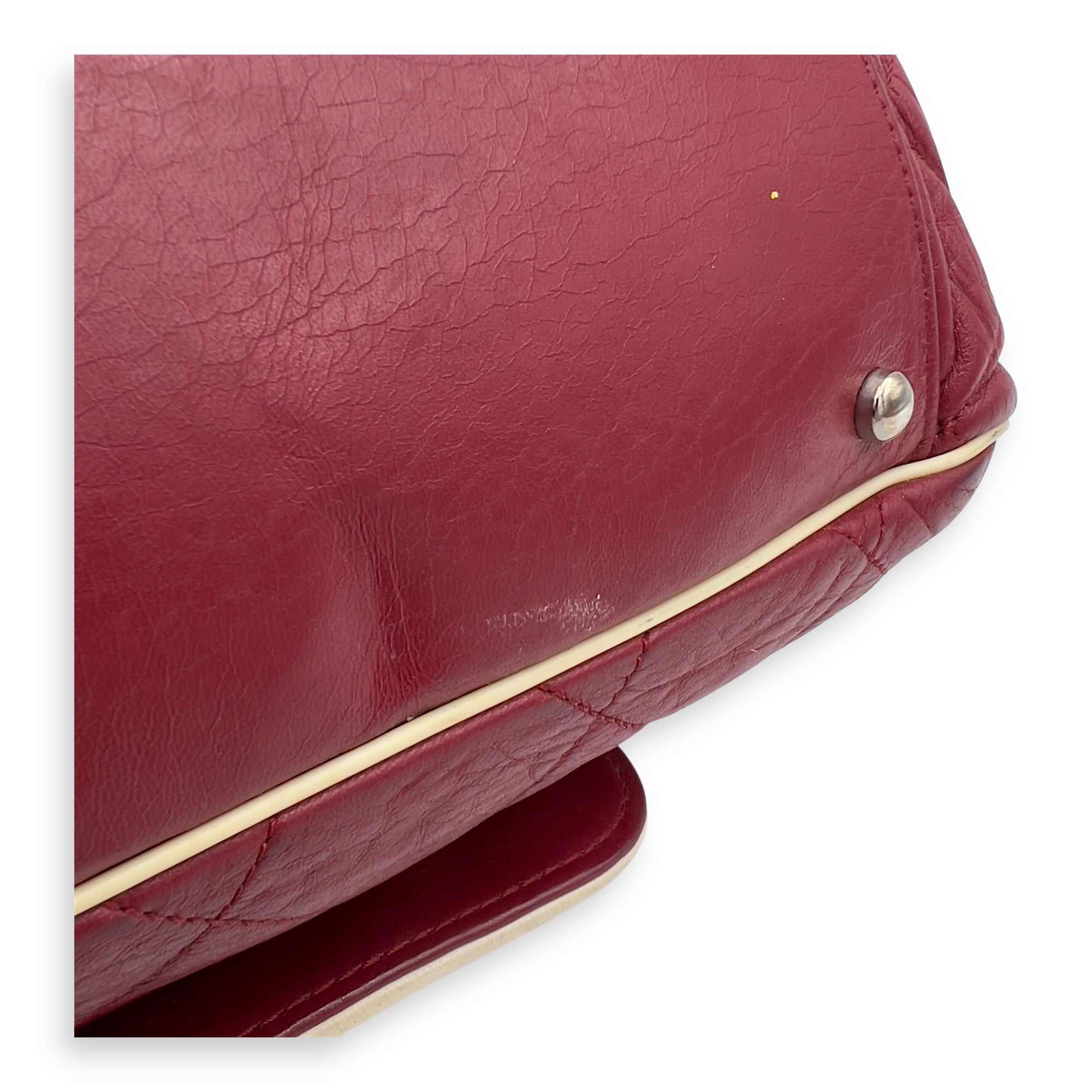 East West Shoulder Bag Red in Calfskin, Silver hardware - Image 11