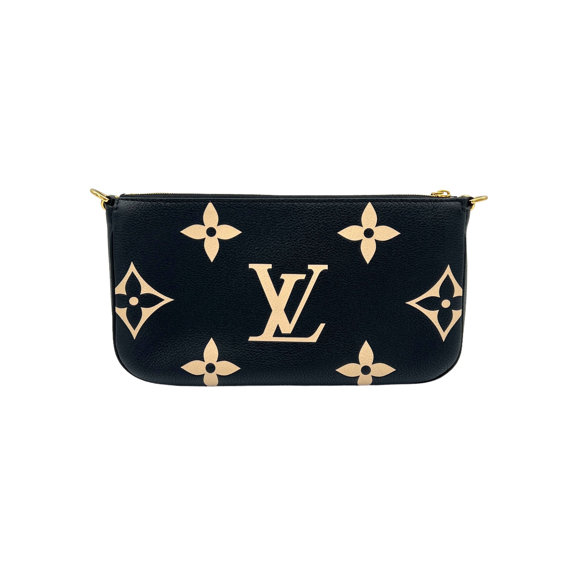 Multi-Pochette Accessoires Black Crossbody Bag in Empreinte Leather, Gold hardware - Image 3