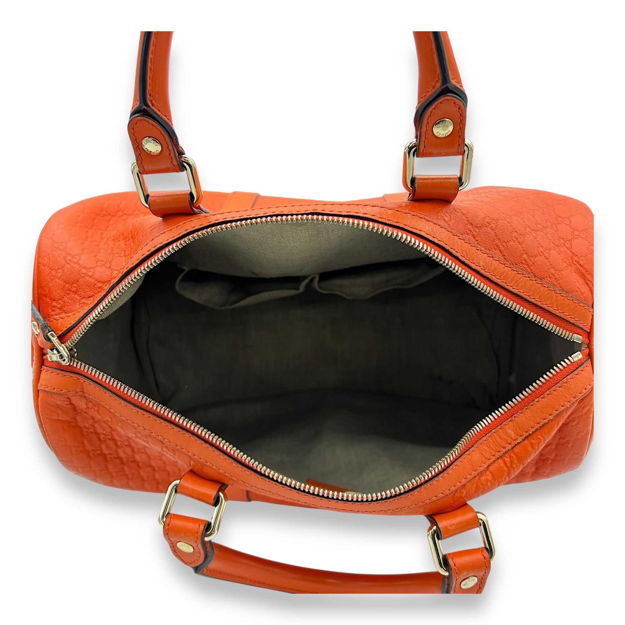 Boston Top Handle Bag Orange in Guccissima Leather, Gold hardware - Image 7