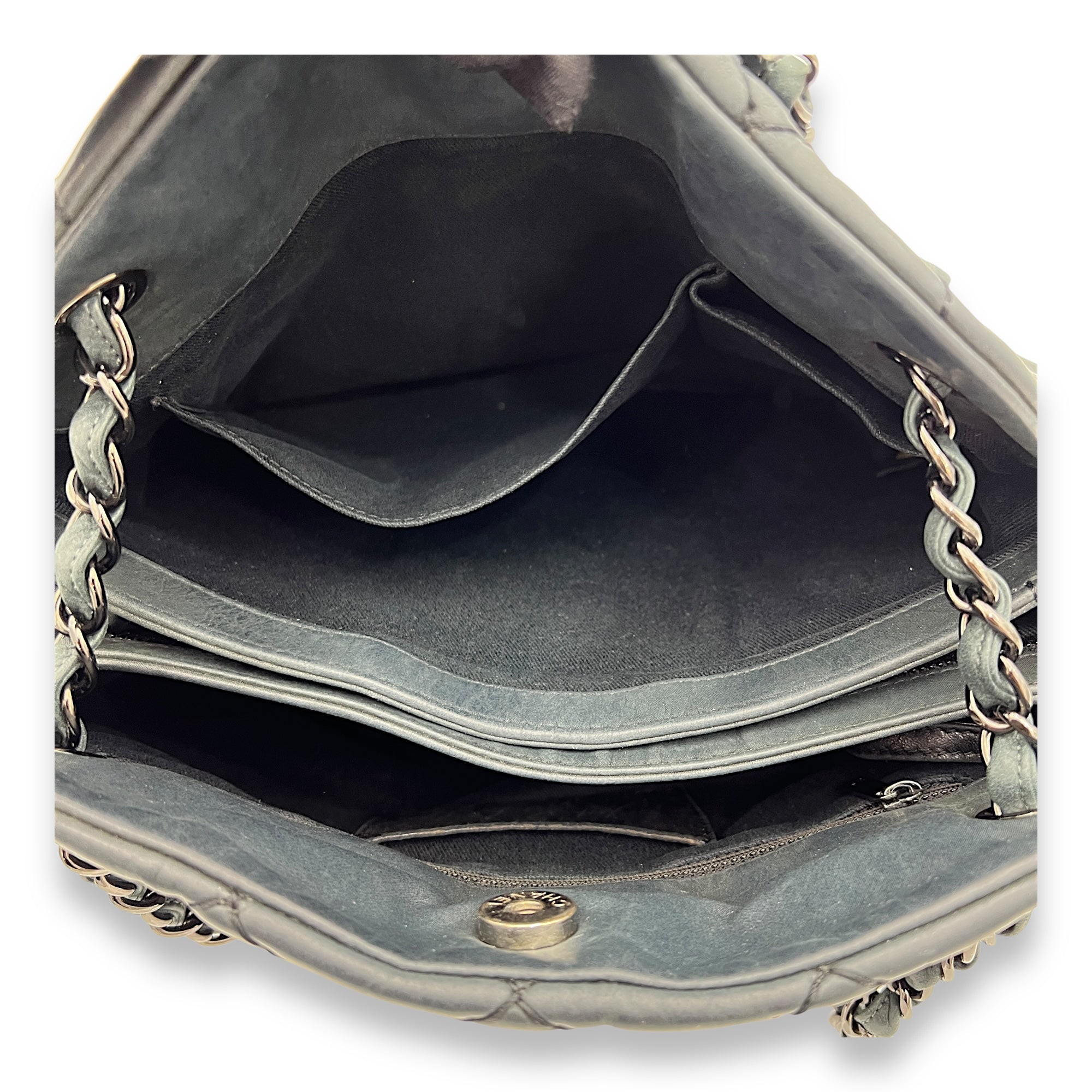 Mademoiselle Bowler Blue Shoulder Bag in Lambskin, Ruthenium hardware - Image 8