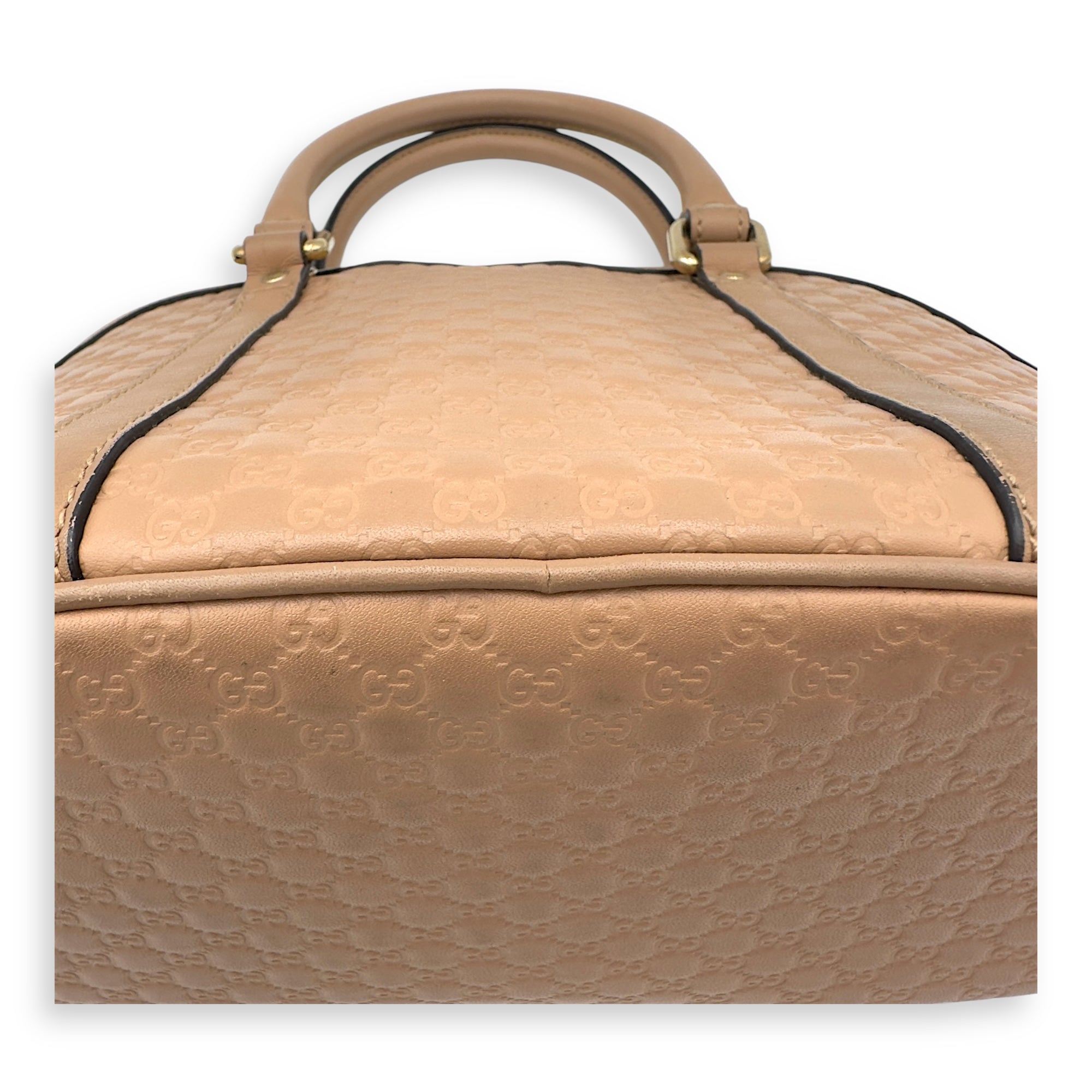 Dome Top Handle Bag Beige in Calfskin, Gold hardware - Image 13