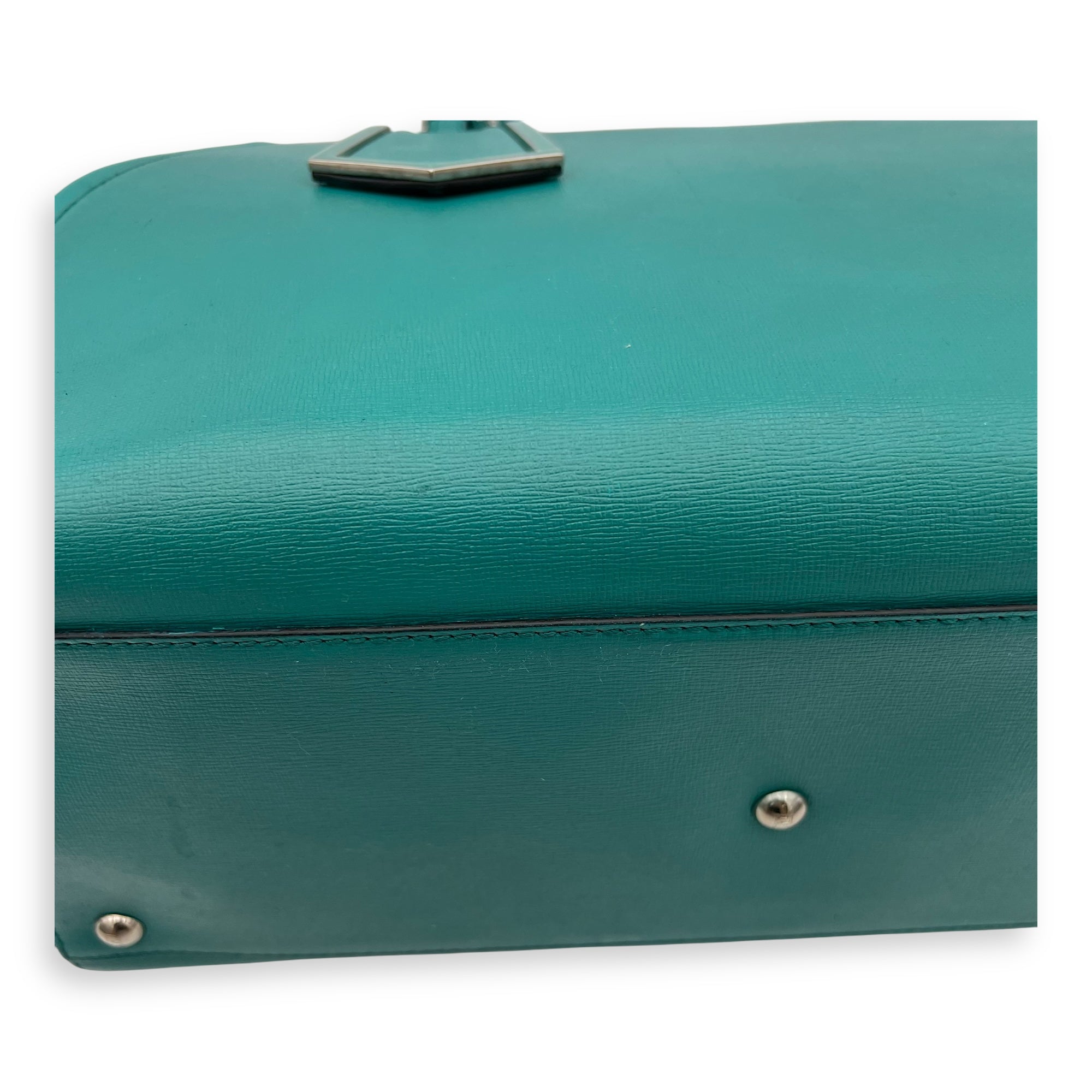 2 jours Top Handle Bag Medium Blue in Calfskin, Silver hardware - Image 18