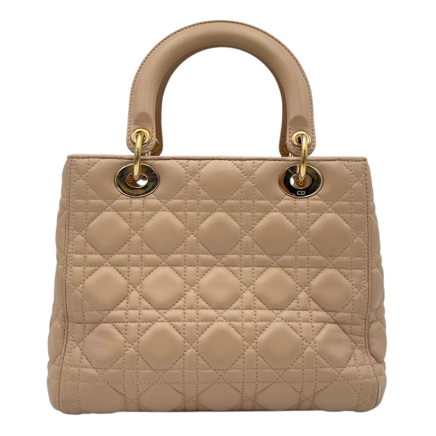 Lady Dior Top Handle Bag Beige in Lambskin, Gold hardware - Image 3