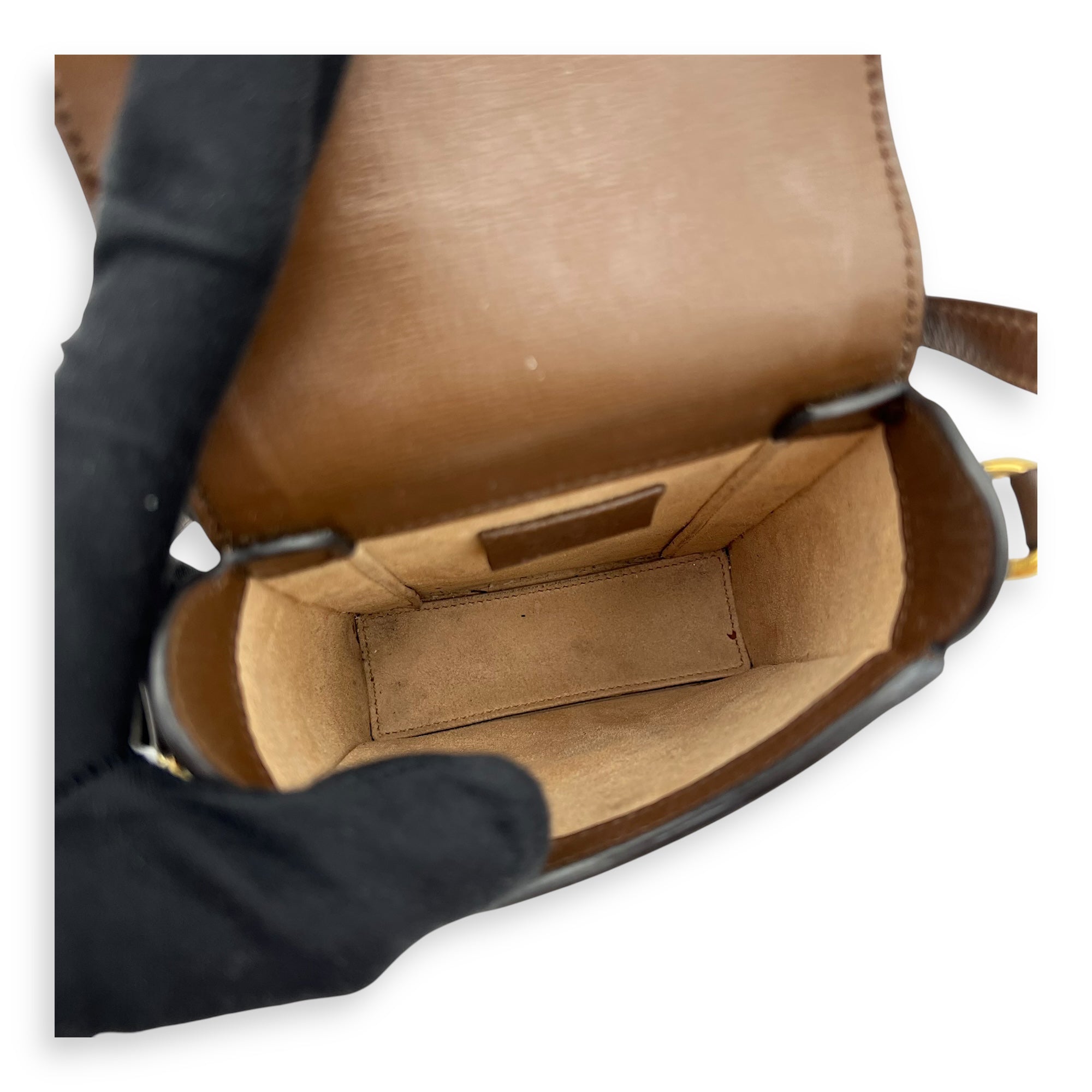 Horsebit 1955 Shoulder Bag Brown in Monogram Coated Canvas, Gold hardware - Image 7