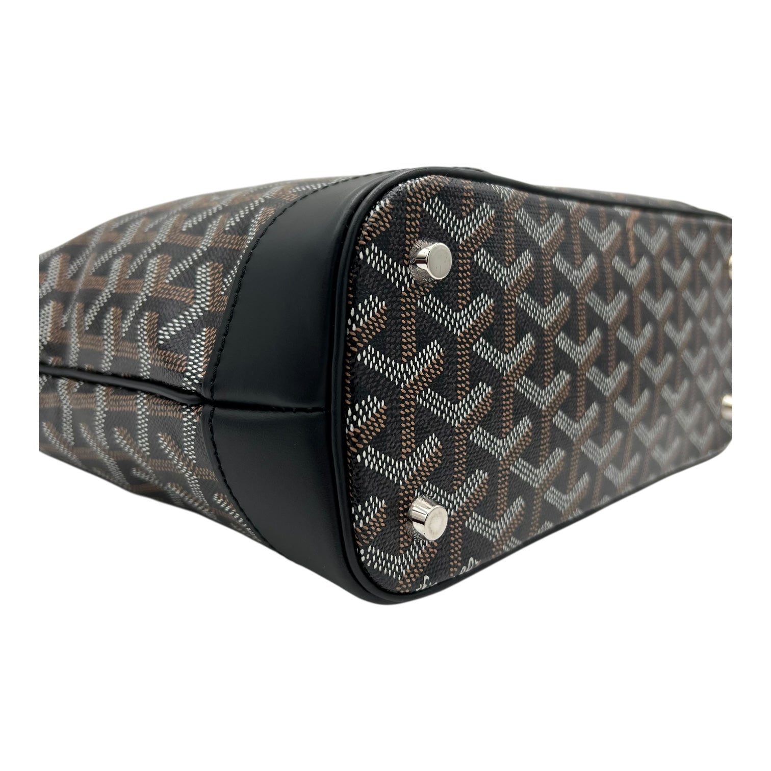 Beluga PM Black Top Handle Bag in Coated Canvas, Silver hardware - Image 8