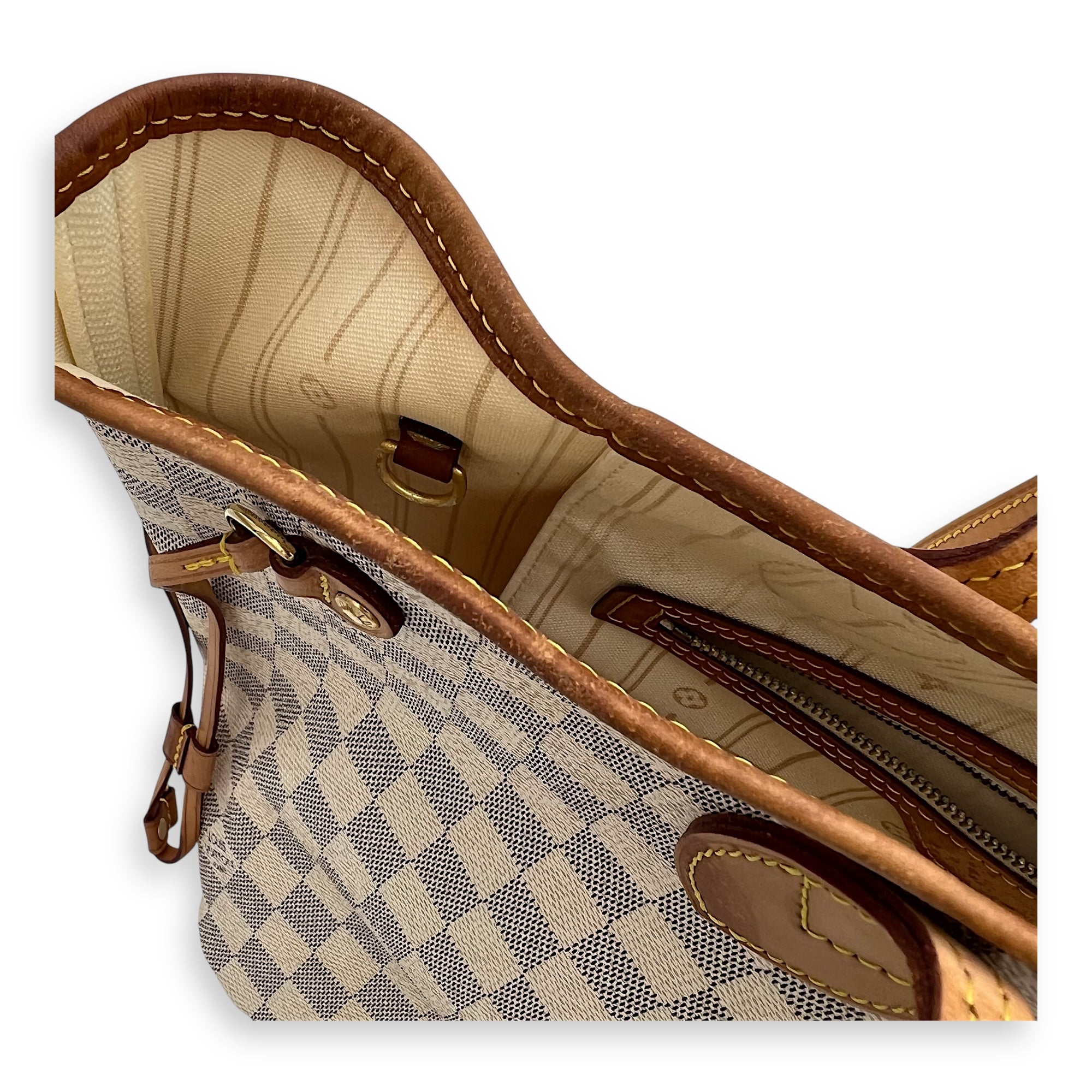 Neverfull Tote Bag White in Coated Canvas, Gold hardware - Image 9