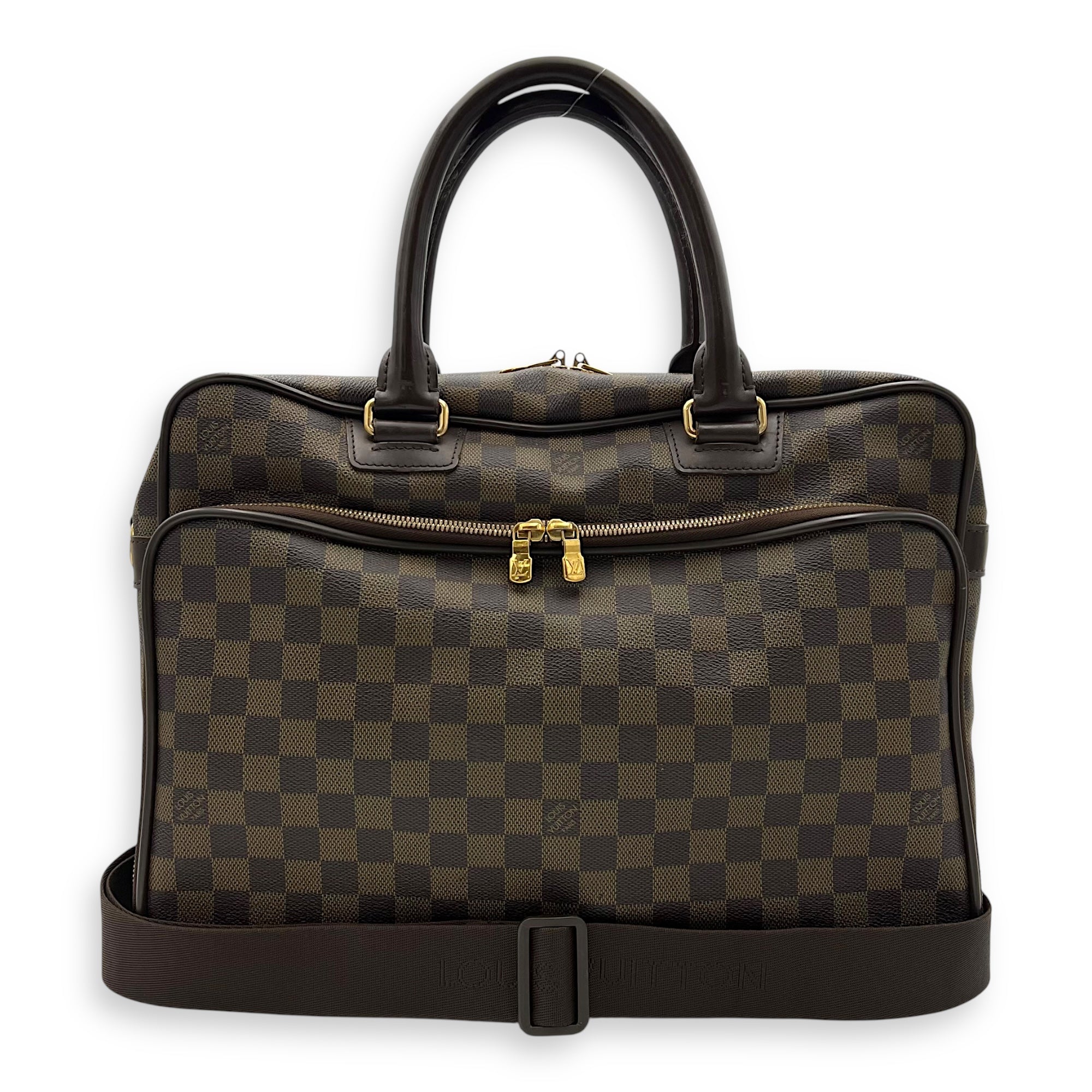 ICare Damier Ebene Top Handle Bag in Coated Canvas, Gold hardware - Image 16