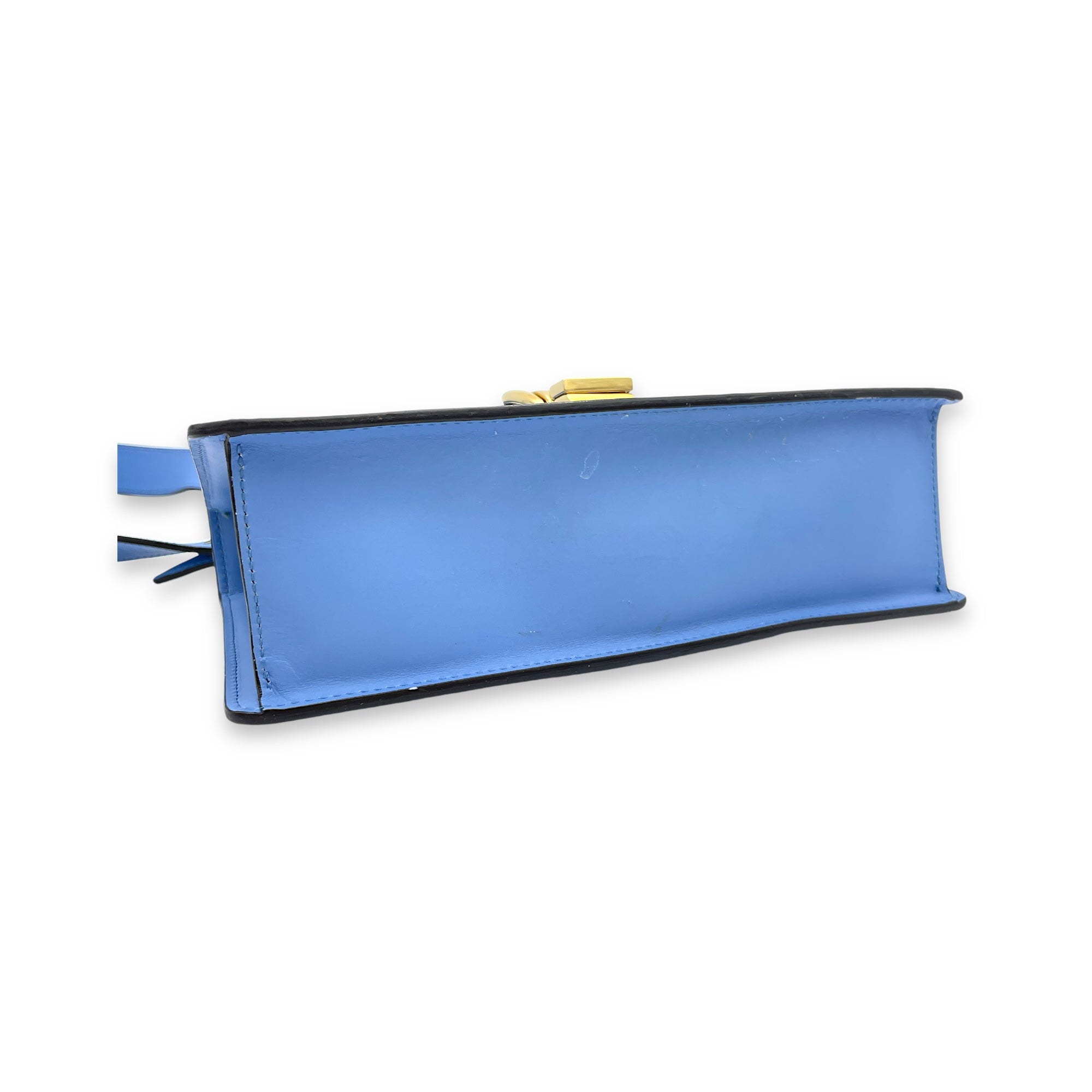 Sylvie Small Blue Shoulder Bag in Calfskin, Gold hardware - Image 6