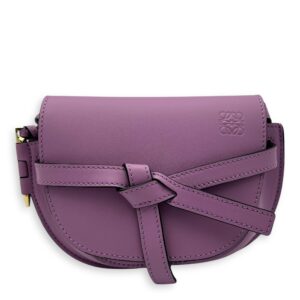 Gate Dual Mini Purple Crossbody Bag in Calfskin, Gold hardware