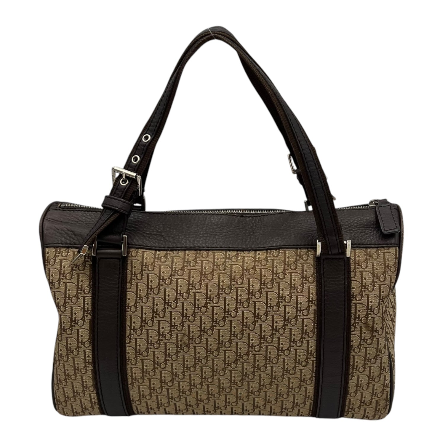 Street Chic Trotter Boston Brown Top Handle Bag in Jacquard, Silver hardware - Image 3