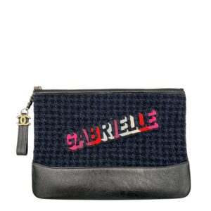 Gabrielle Clutch Blue in Tweed, Gold hardware