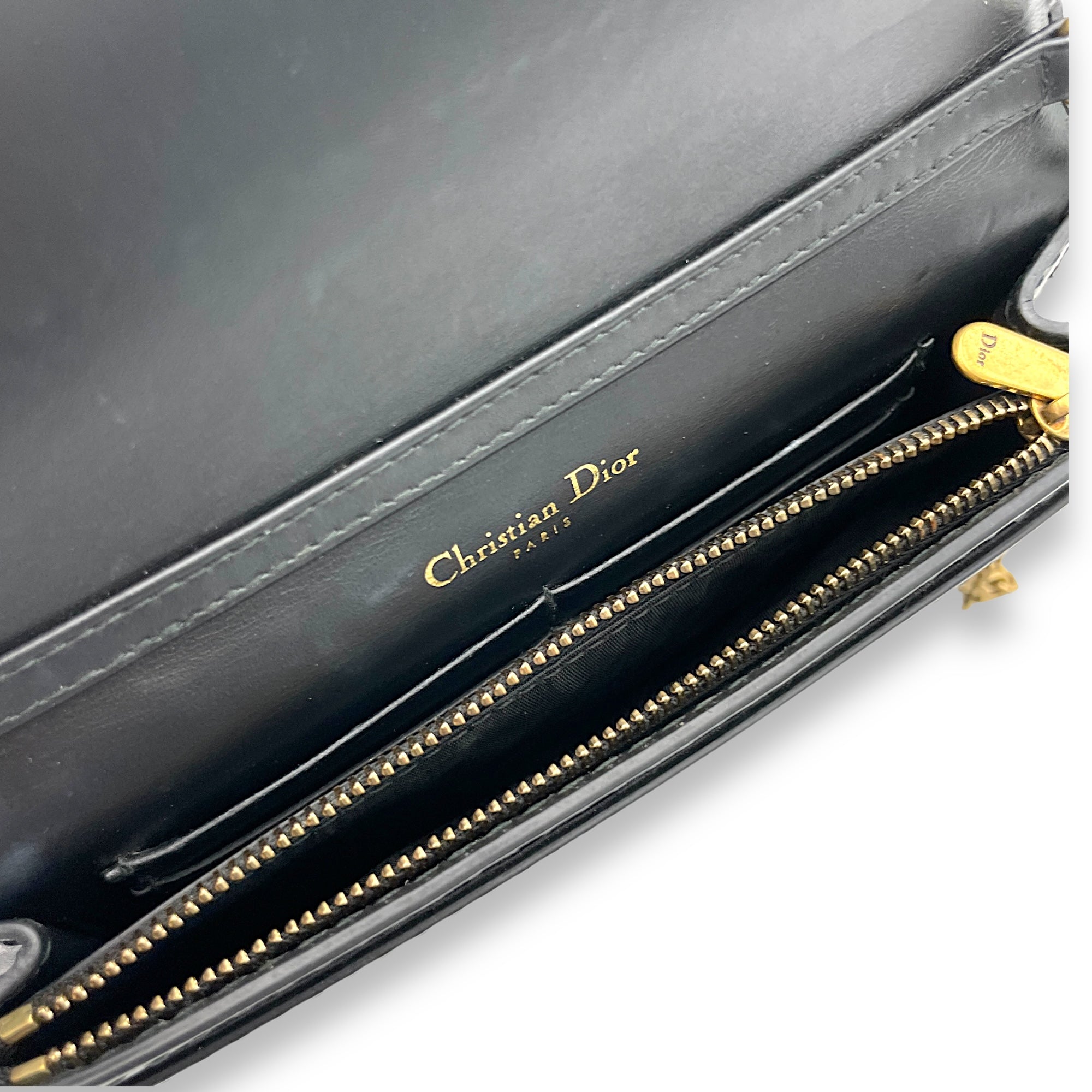 J'adior Black Wallet On Chain in Calfskin, Brushed Gold hardware - Image 12