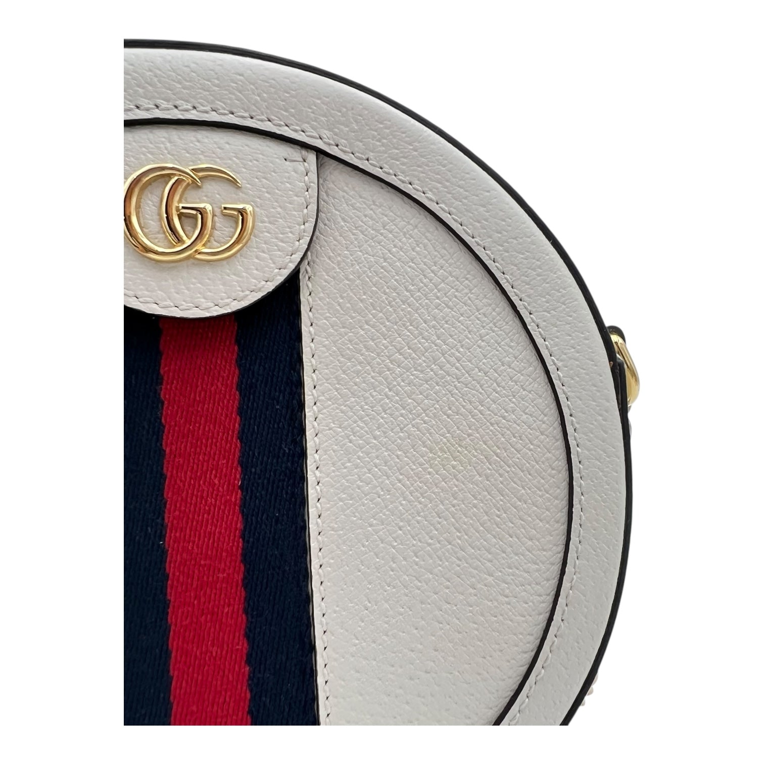 Ophidia Shoulder Bag Round White in Calfskin, Gold hardware - Image 8