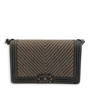 Boy Medium Blue Shoulder Bag in Denim, Ruthenium hardware