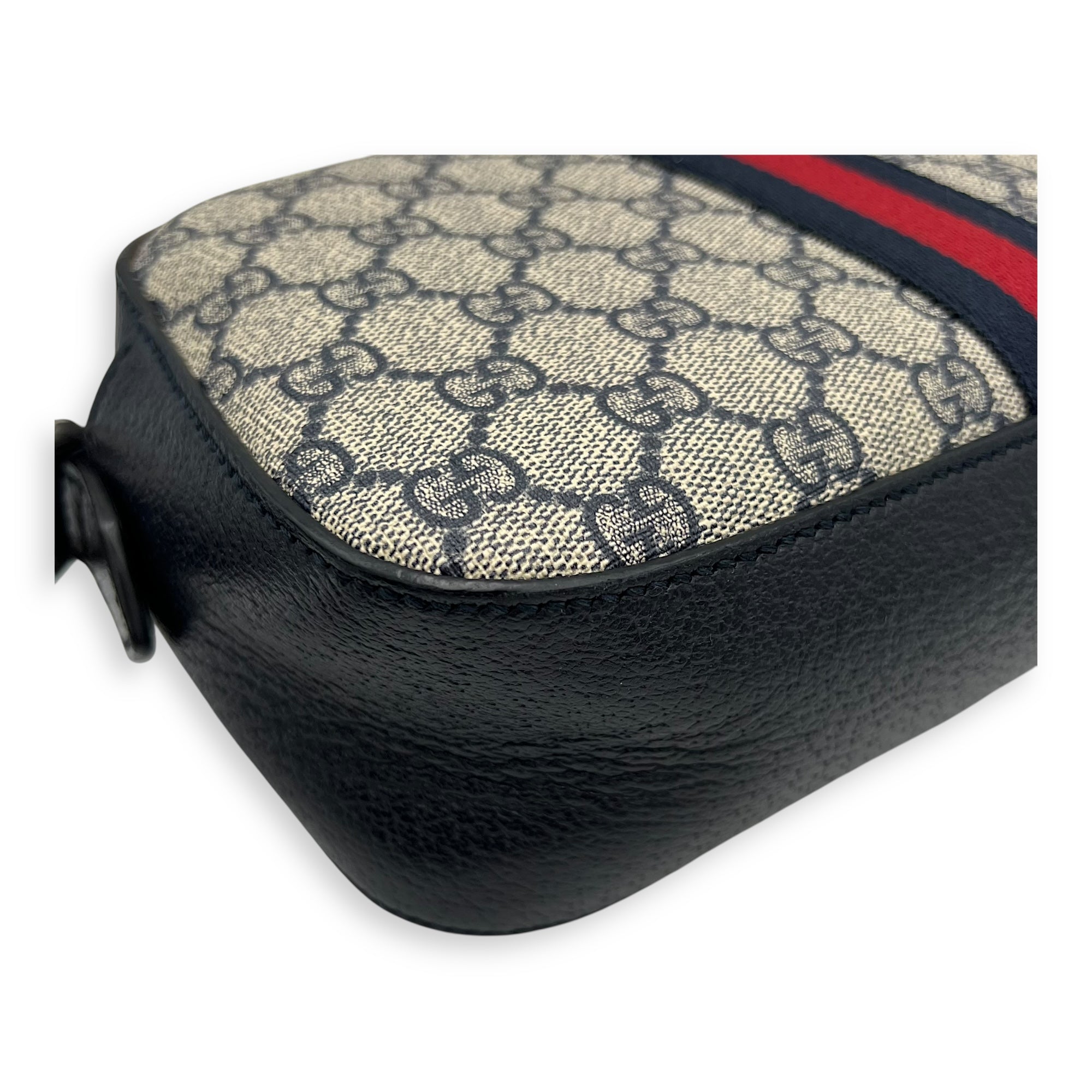 Ophidia Crossbody Bag Blue in Coated Canvas, Silver hardware - Image 11