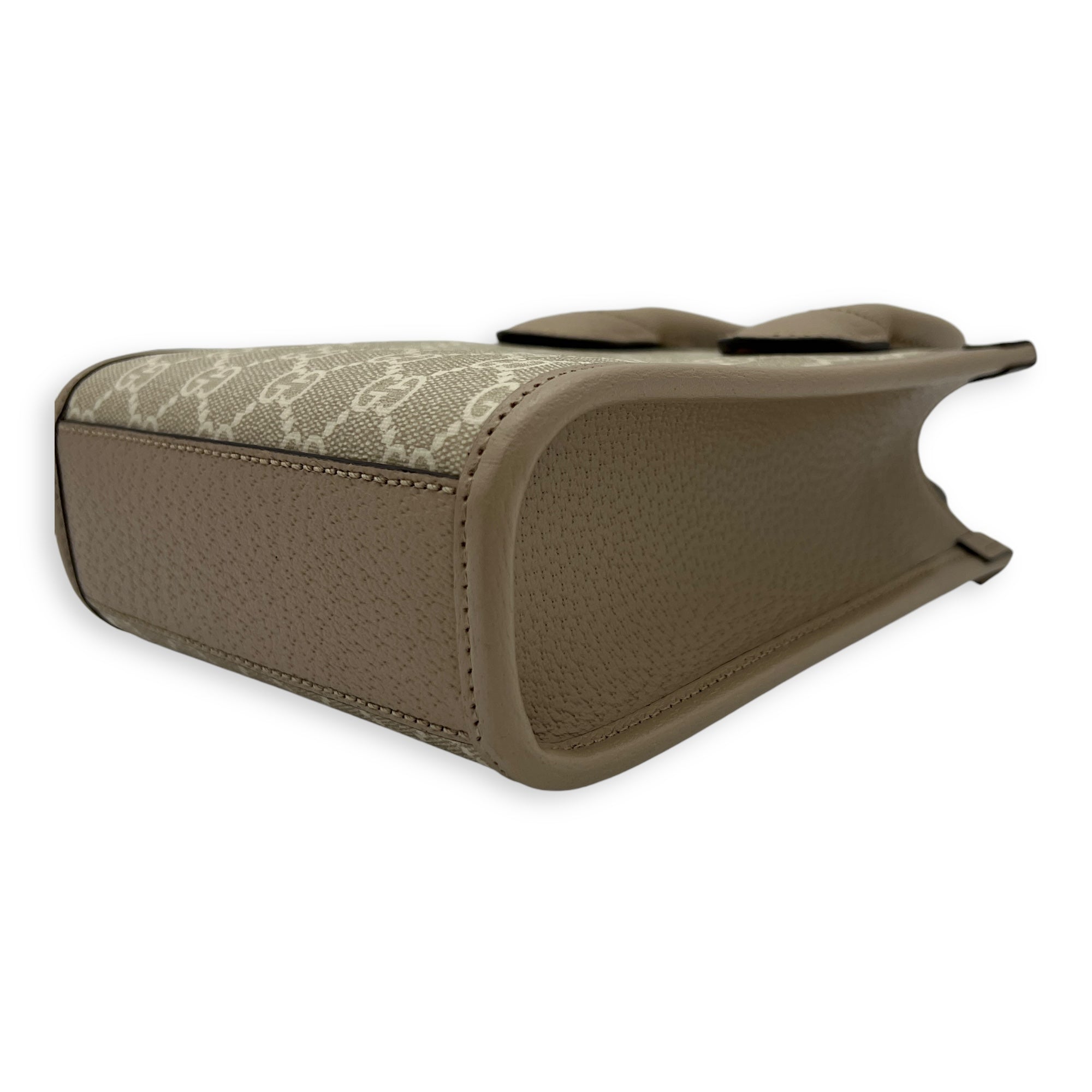 Interlocking G Tote Bag Mini Beige in Coated Canvas, Brushed Gold hardware - Image 9