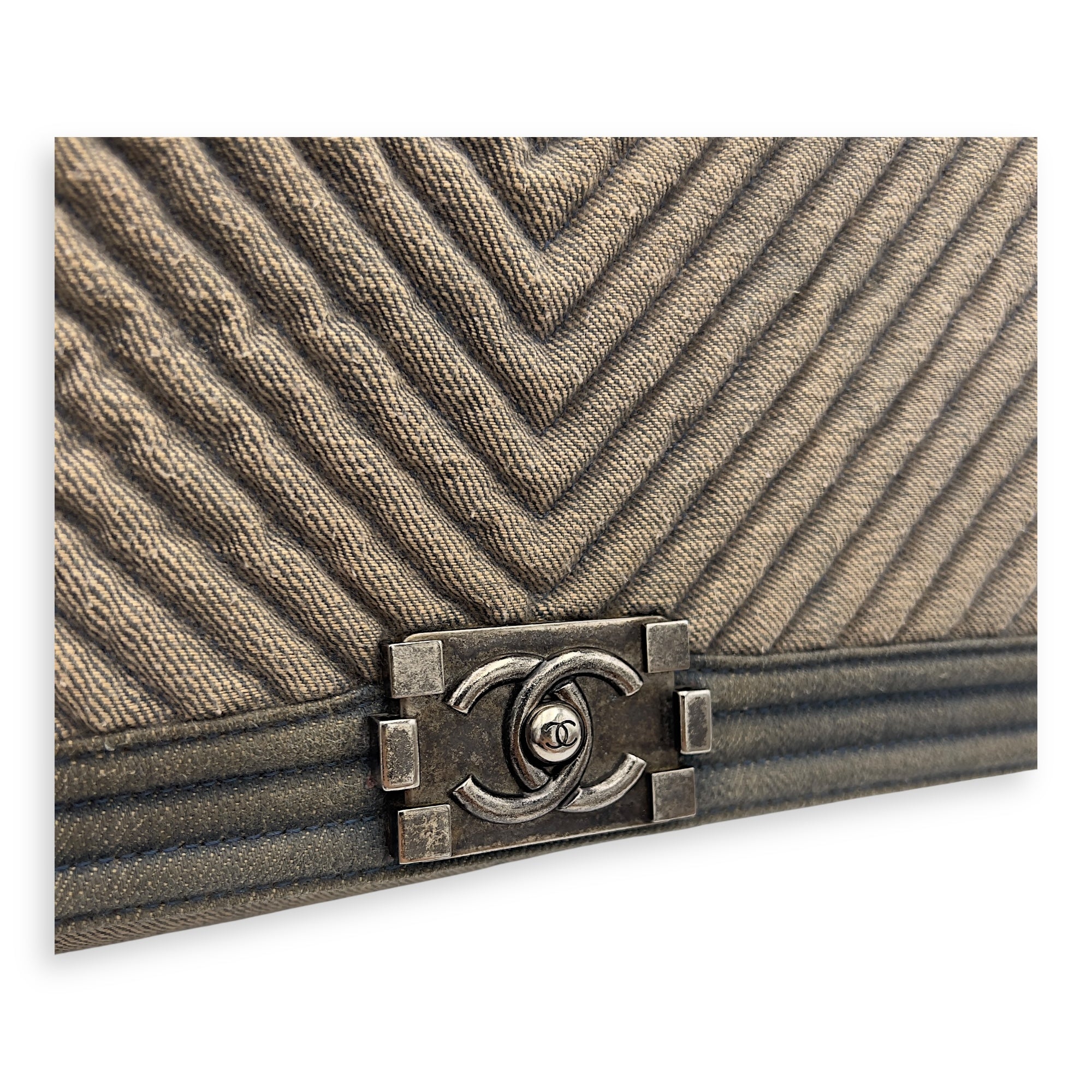 Boy Medium Blue Shoulder Bag in Denim, Ruthenium hardware - Image 8