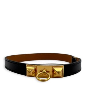 Rivale Double Tour Black in Calfskin, Gold hardware