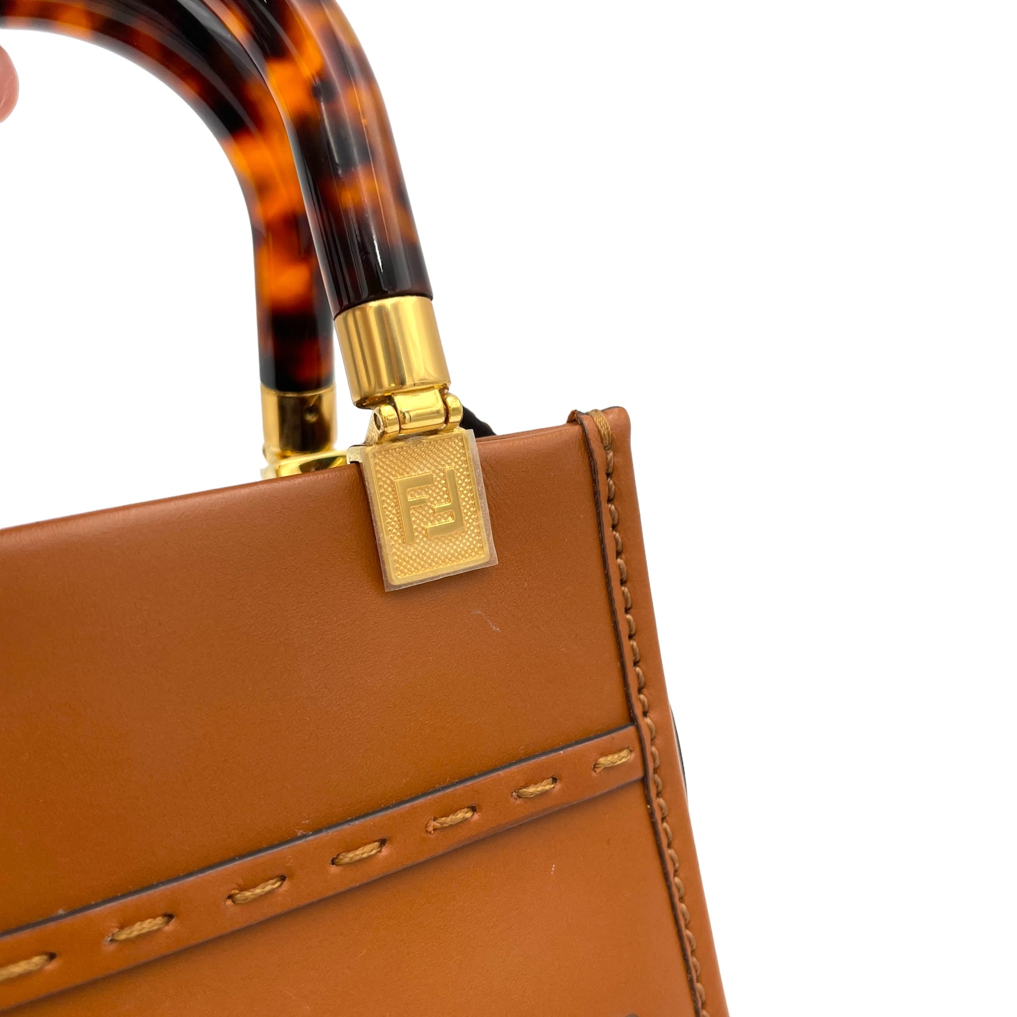 Sunshine Shopper Mini Brown Top Handle Bag in Calfskin, Gold hardware - Image 10