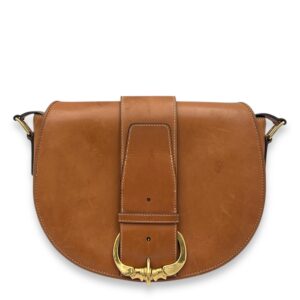 Camarat Crossbody Bag Brown in Calfskin, Gold hardware