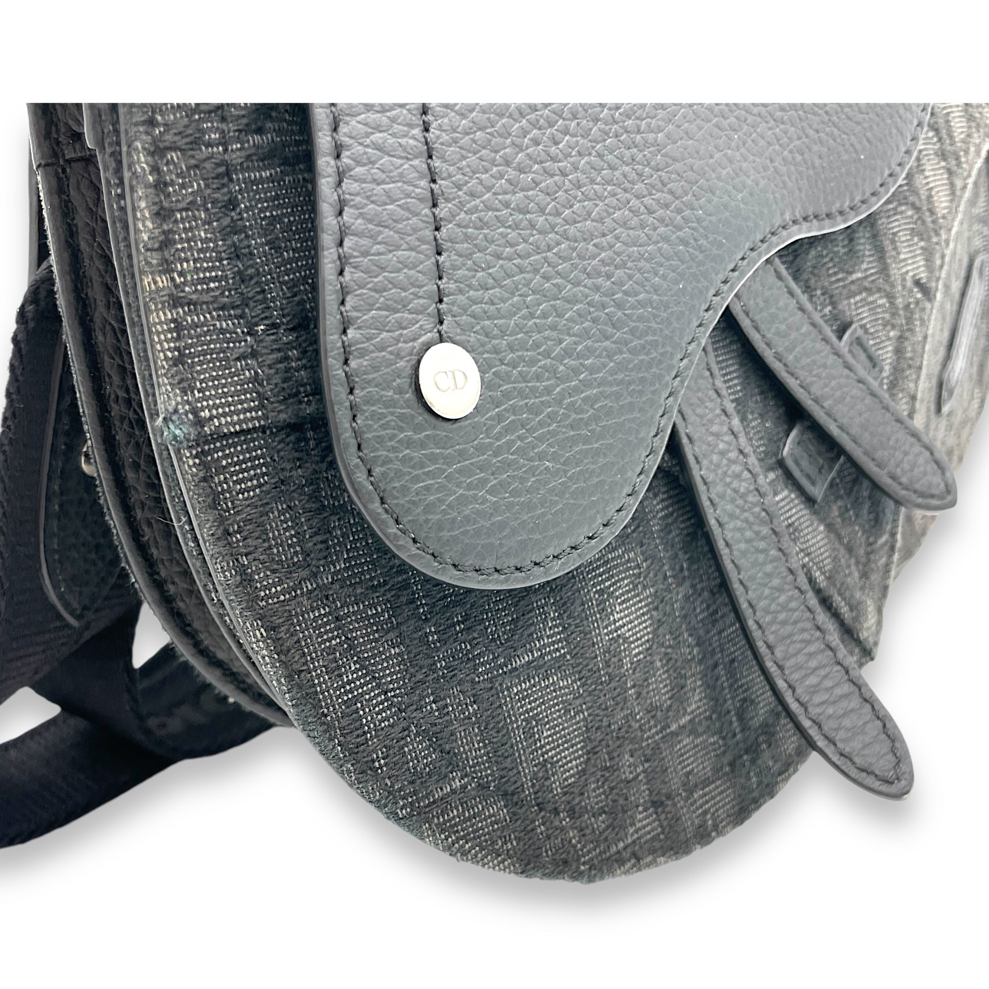 Saddle Black Crossbody Bag in Jacquard, Silver hardware - Image 11